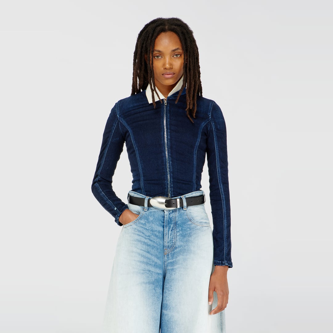 Diesel - Cropped jacket in JoggJeans - Tops - Woman - Blue