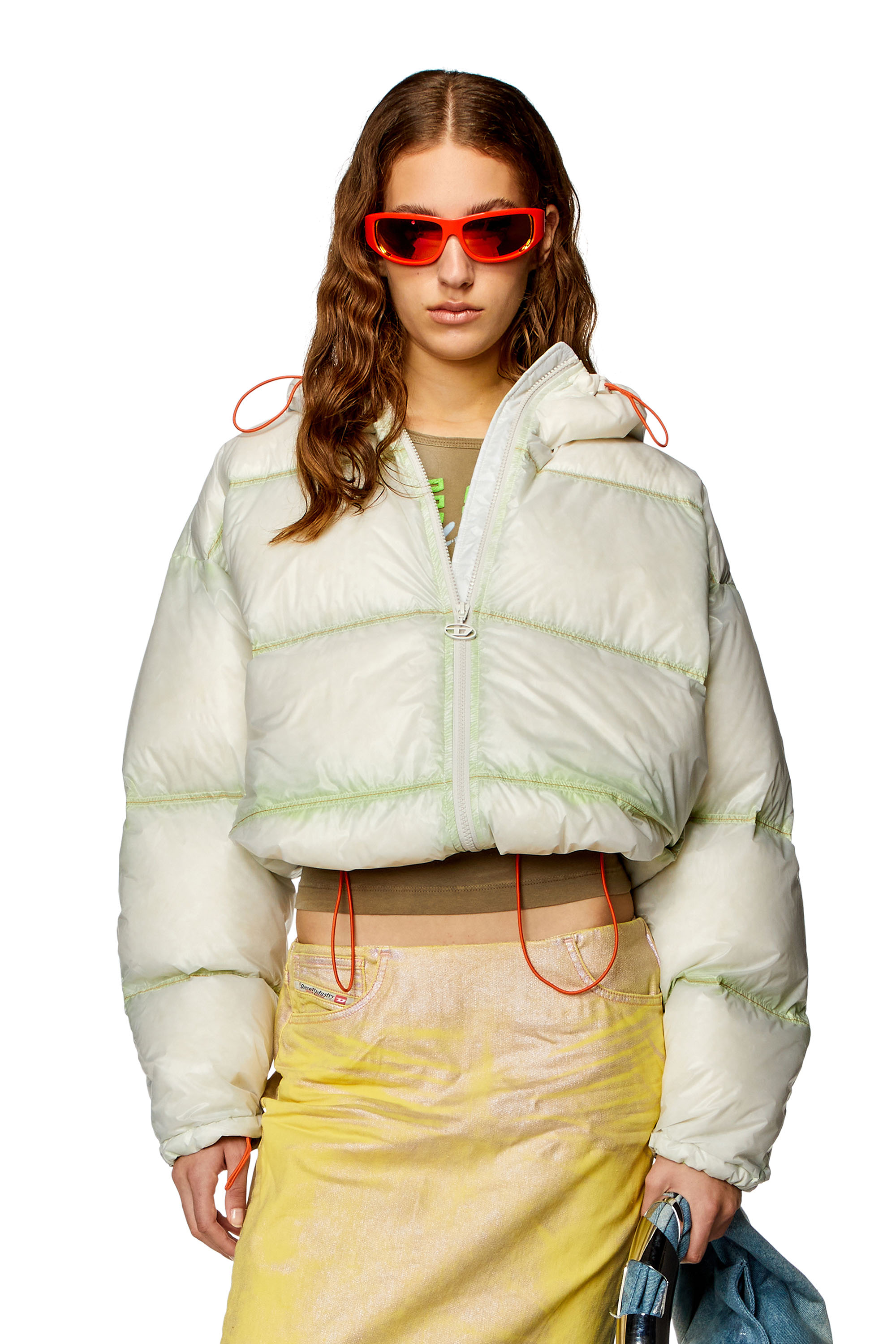 Diesel - Down jacket in see-through ripstop - Winter Jackets - Woman - Multicolor