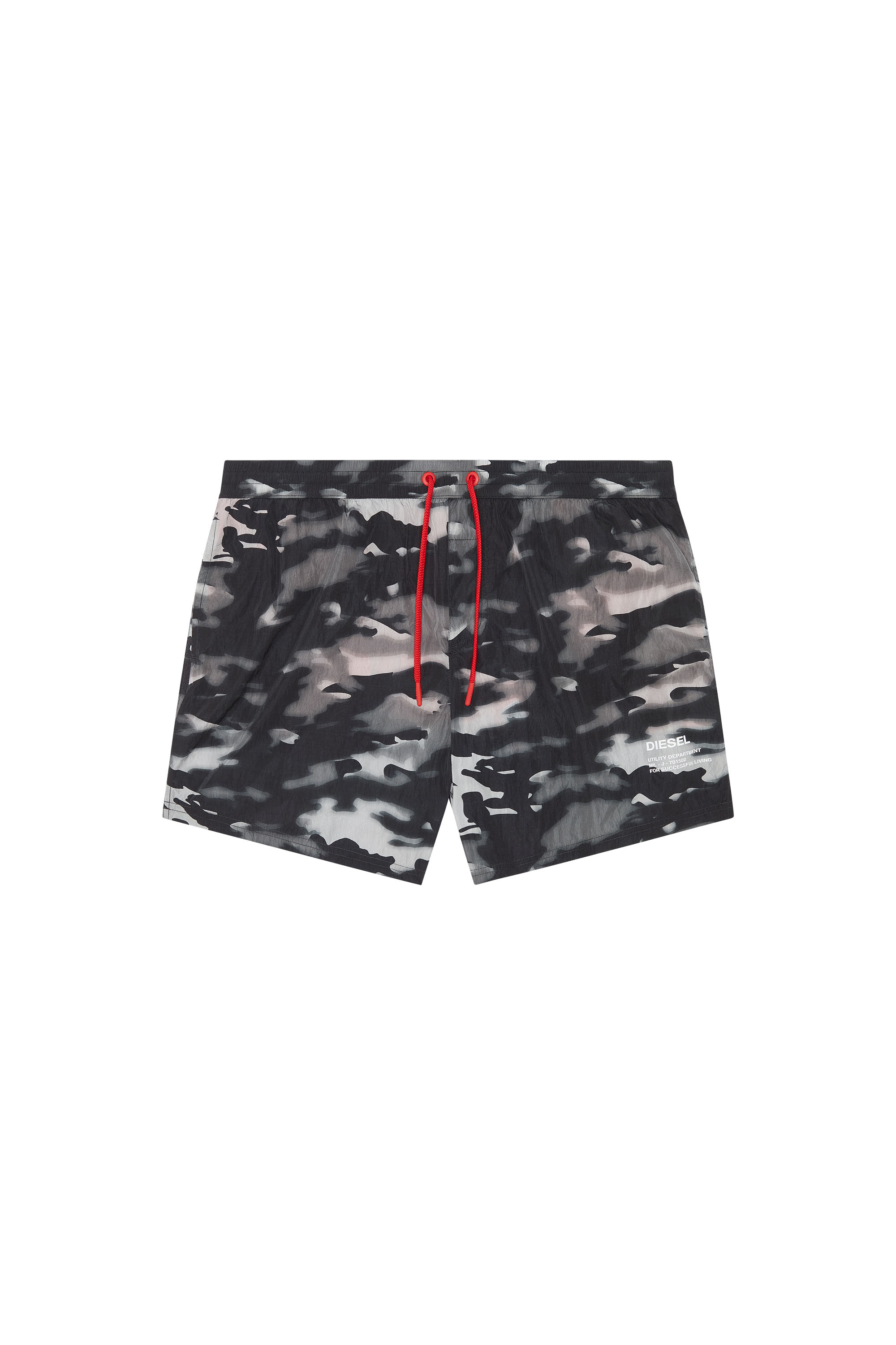 Diesel - Mid-length swim shorts with camo print - Swim shorts - Man - Black