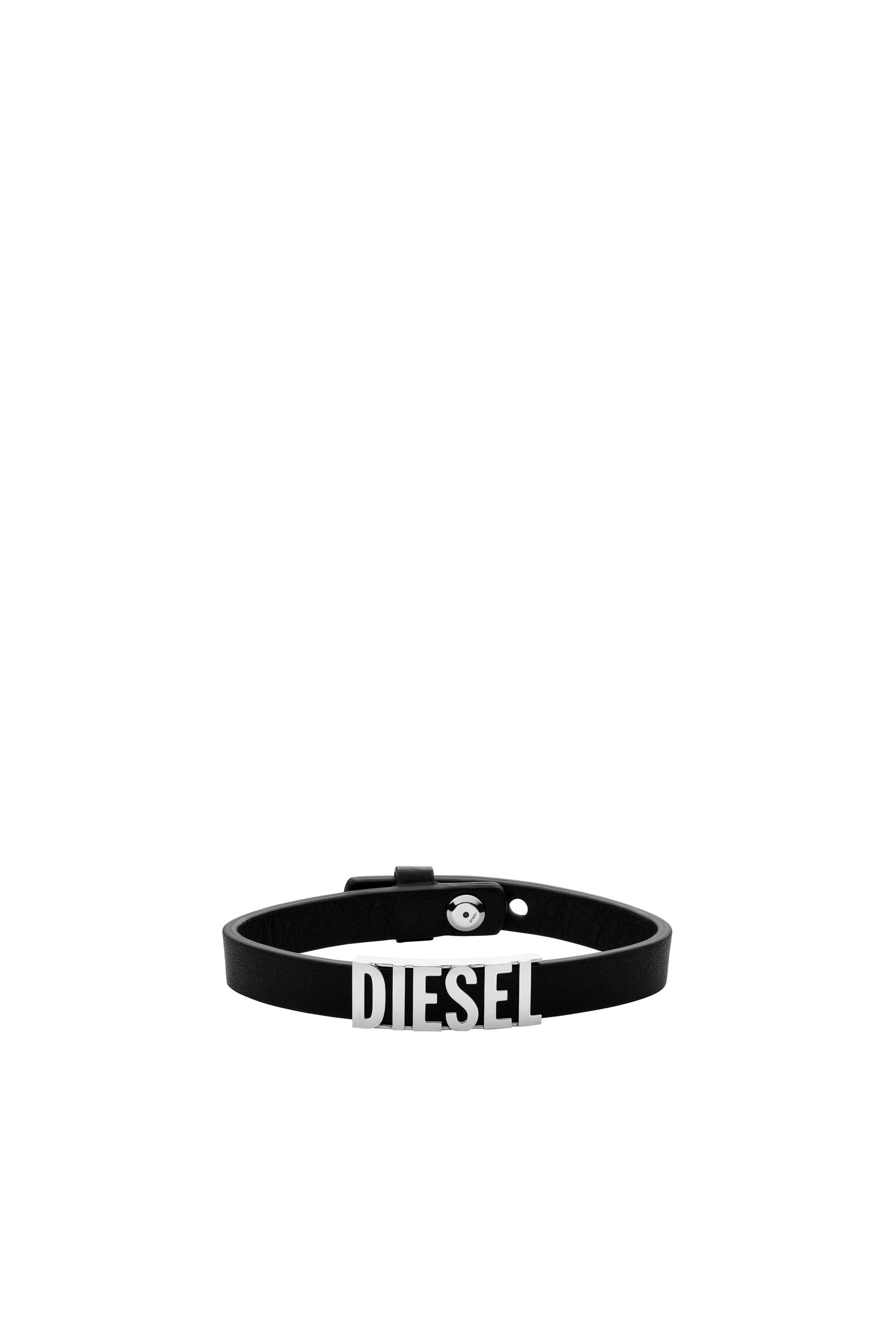 Diesel - Black Leather ID bracelet - Bracelets - Man - Black