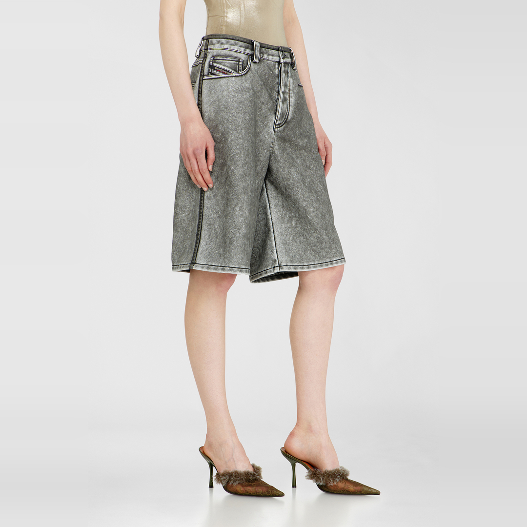 DIESEL | Grey PU P-Arlor Bermuda shorts | female | 42 - Image 3