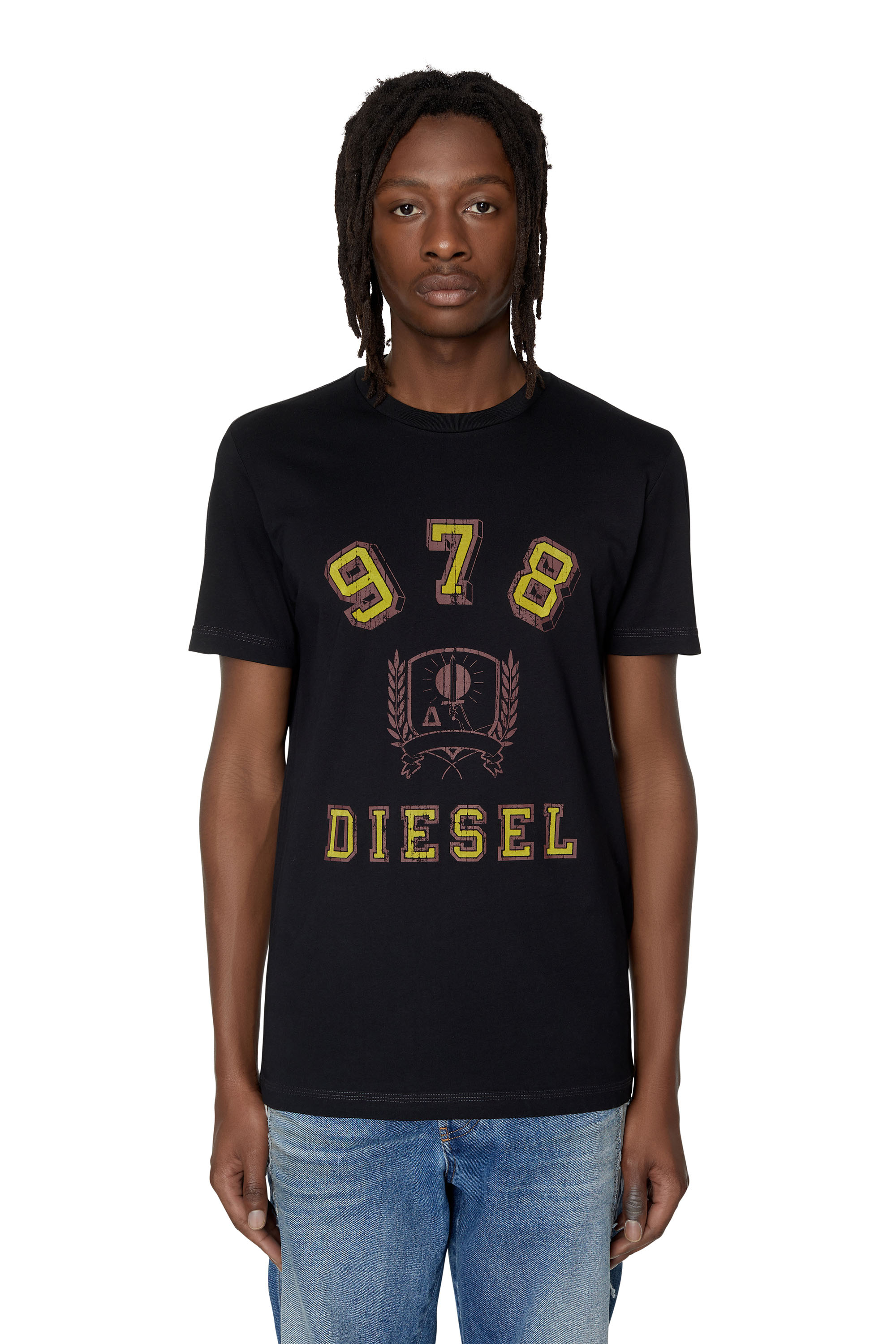 Diesel - T-shirt con stemma e logo 978 Diesel - T-Shirts - Uomo - Nero
