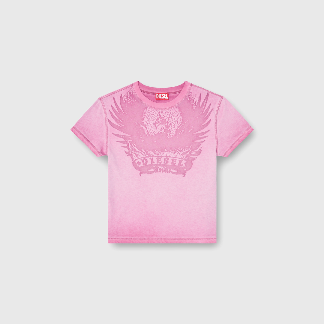 Diesel - Slim T-shirt with dévoré Phoenix - T-Shirts - Woman - Pink