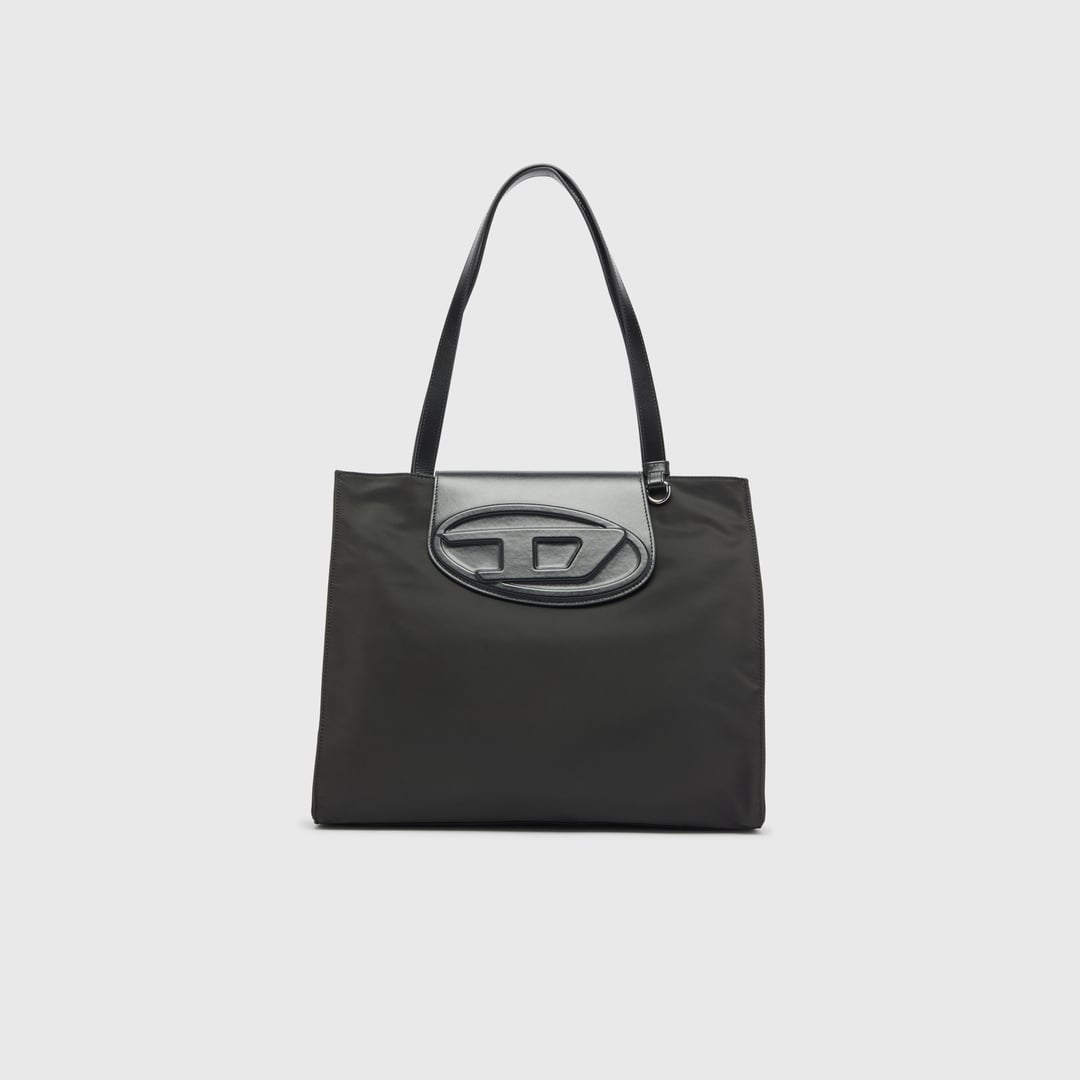 Diesel - 1DR - Shopping bag in nylon with leather flap - Shopping Bags - Unisex - Black