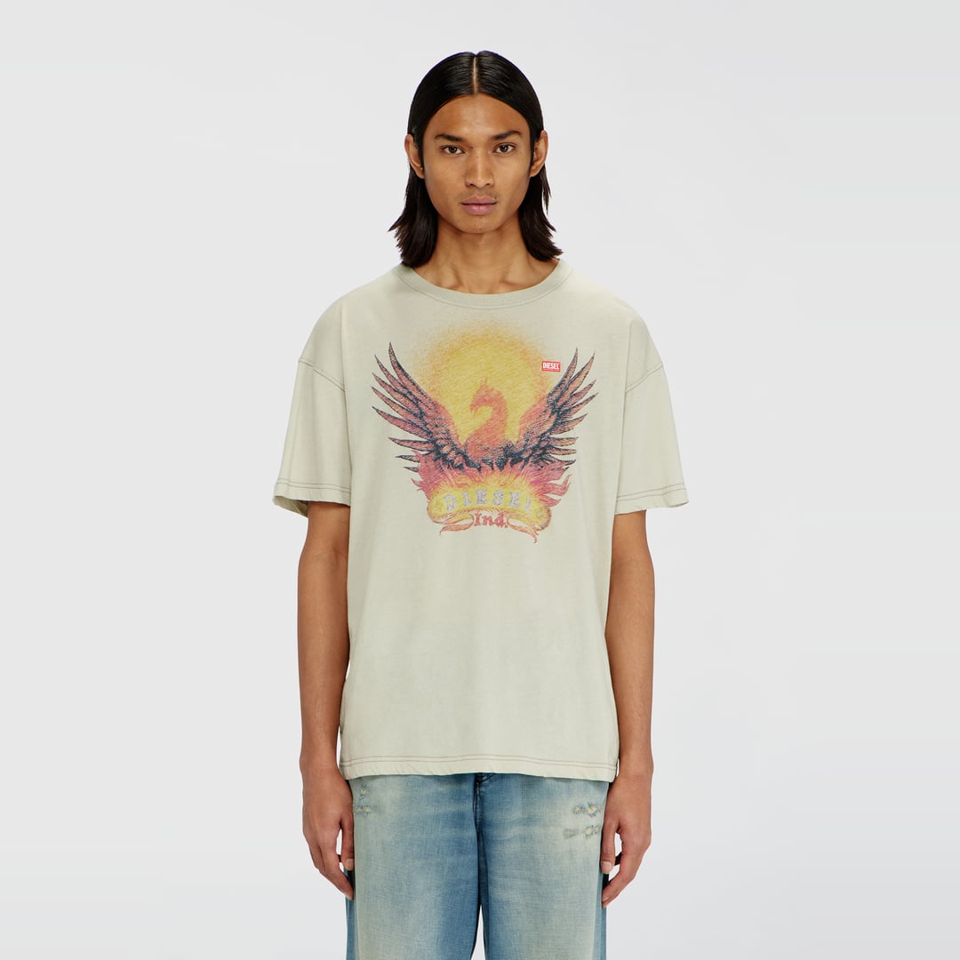 Diesel - Regular T-shirt with Phoenix print - T-Shirts - Man - Beige