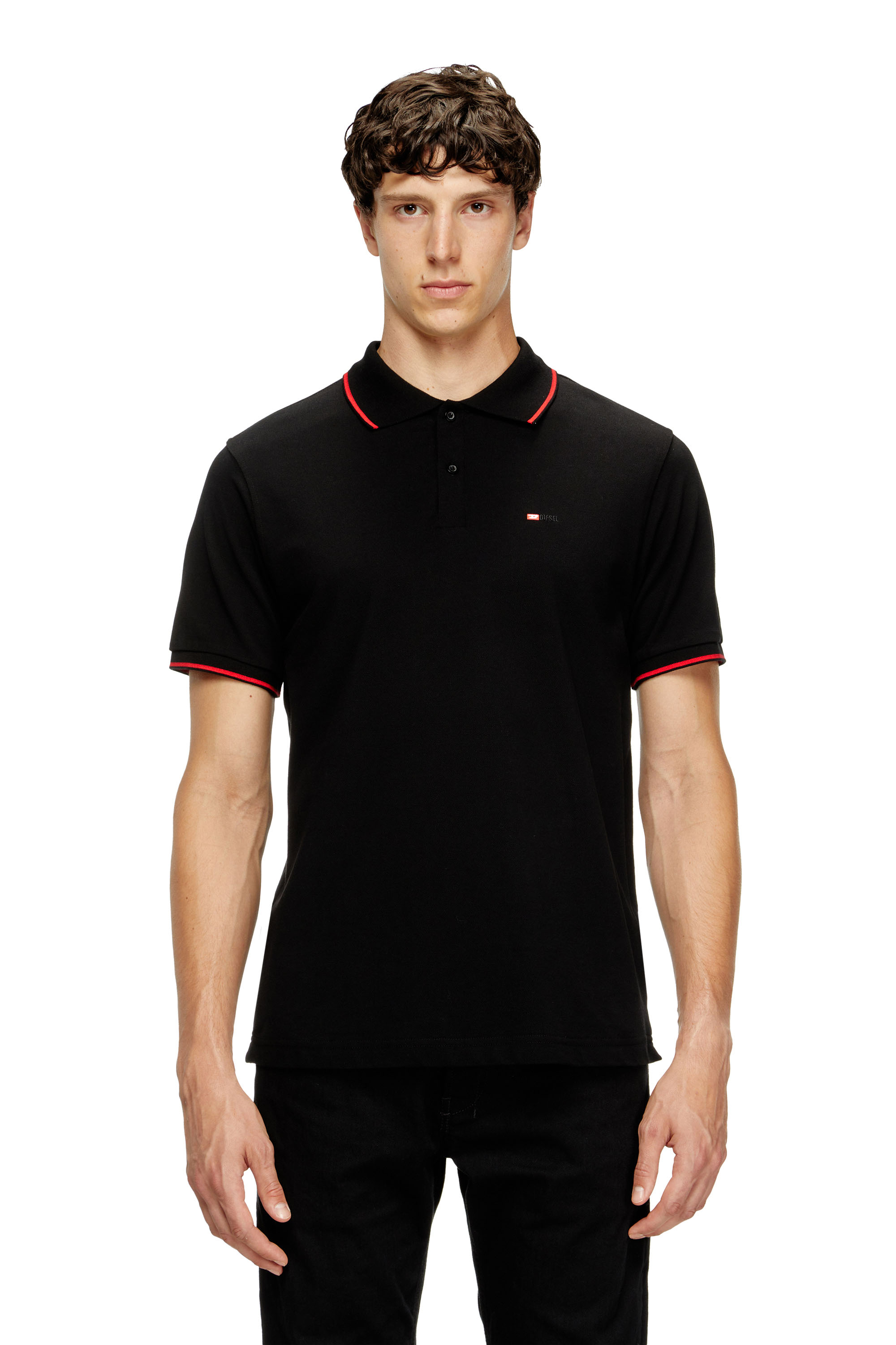 Diesel Men's Black - Polo Shirt With Micro Embroidery - Polos - Man 3XL