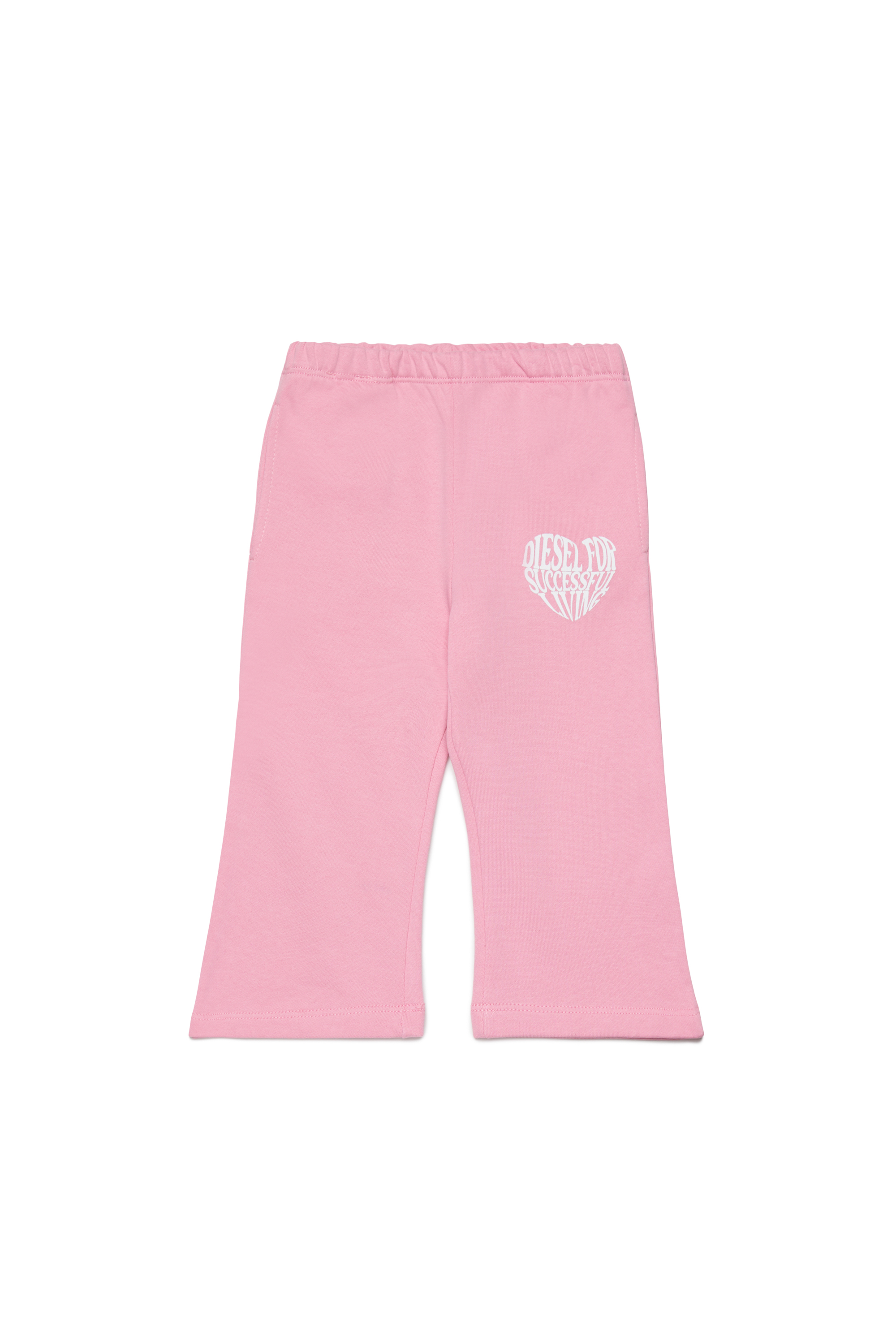 Diesel Girls Pink - Flared Pants With Heart Print - Pants - Woman Size 9-12 Kids