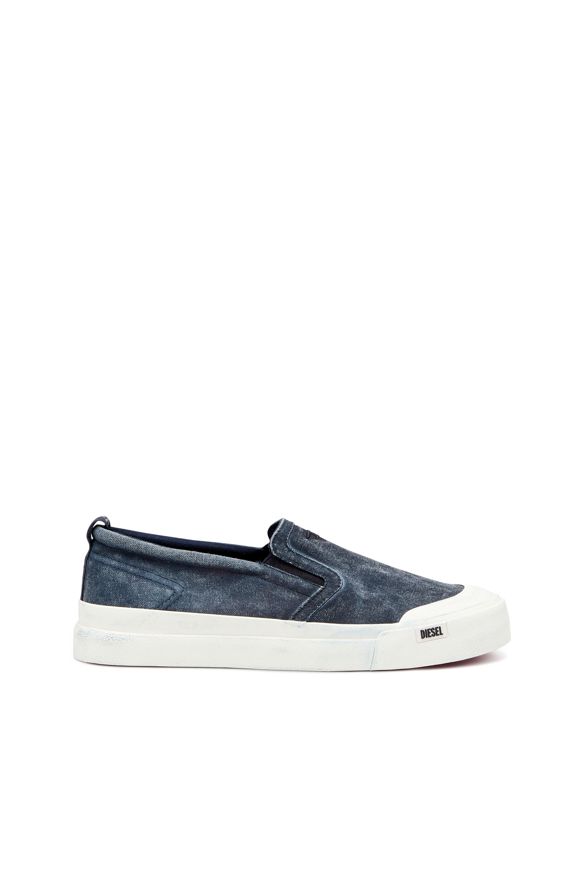 Shop Diesel S-athos-canvas Slip-on Sneakers With D Embroidery In Blue