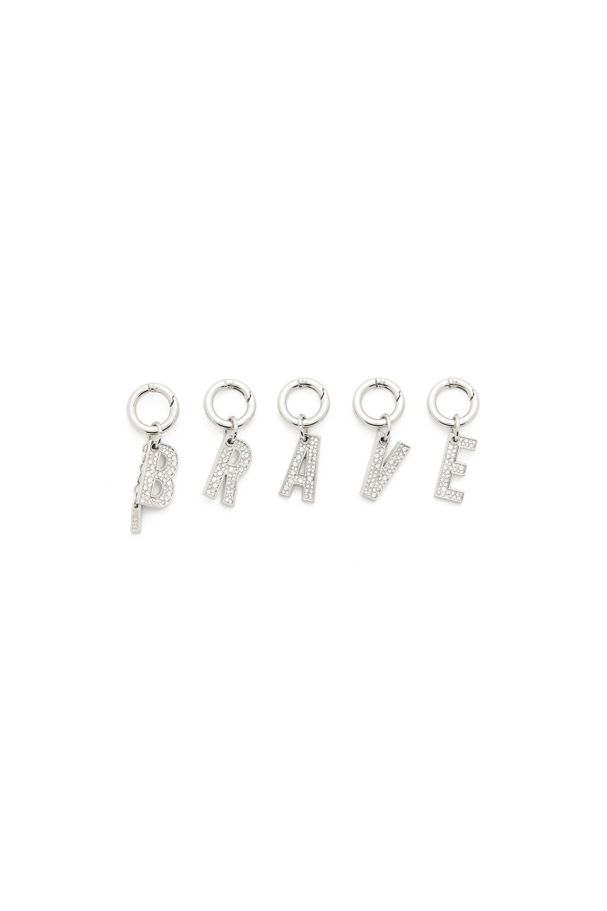 Diesel Women's Silver - Metal Brave Charms With Rhinestones - Charms And Keyrings - Woman Uni