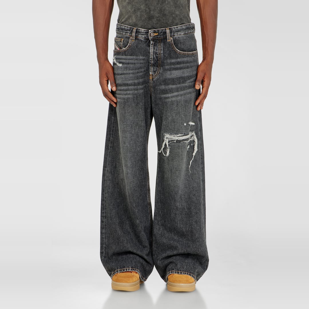 Diesel Relaxed Jeans Low Waist D-Rise, Black/Dark grey, Button fly