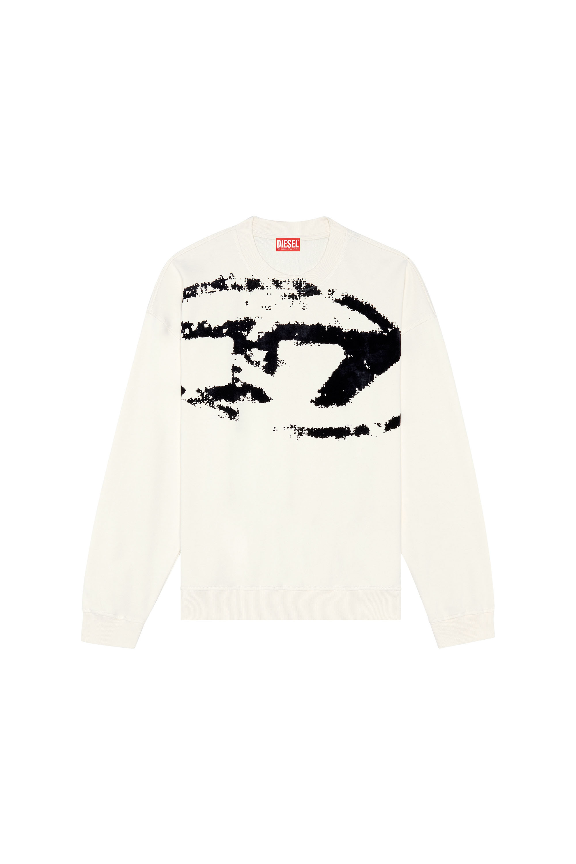 Diesel - S-BOXT-N5, Man's Sweatshirt with distressed flocked logo in White - 3