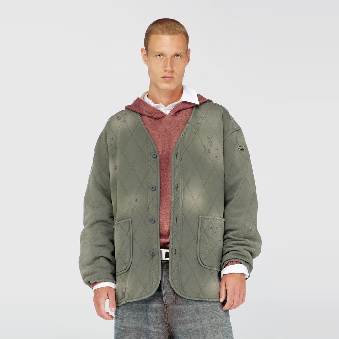 Diesel - Distressed quilted liner jacket - Jackets - Man - Green