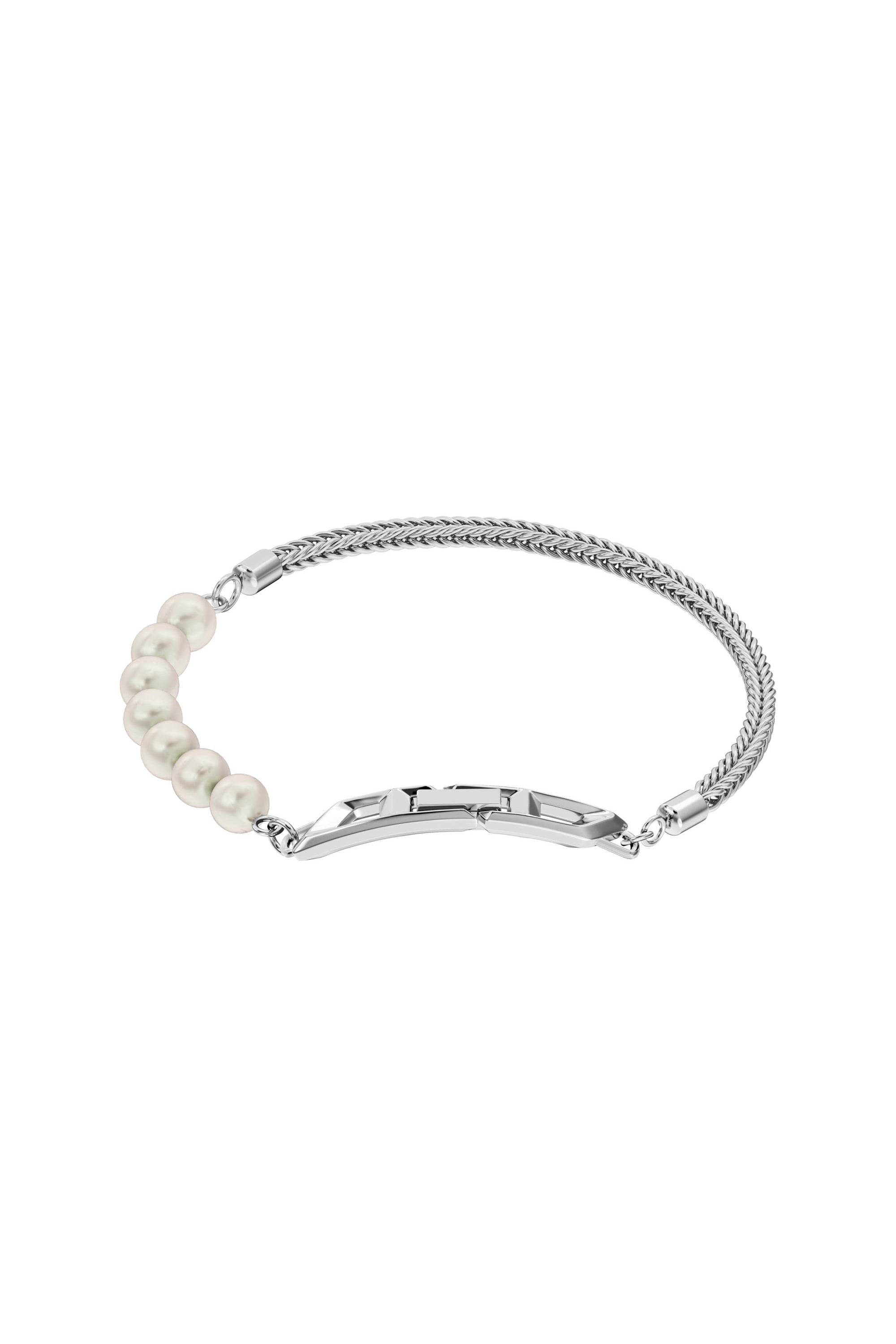 Diesel - Sterling silver chain and pearl bracelet - Bracelets - Unisex - Silver