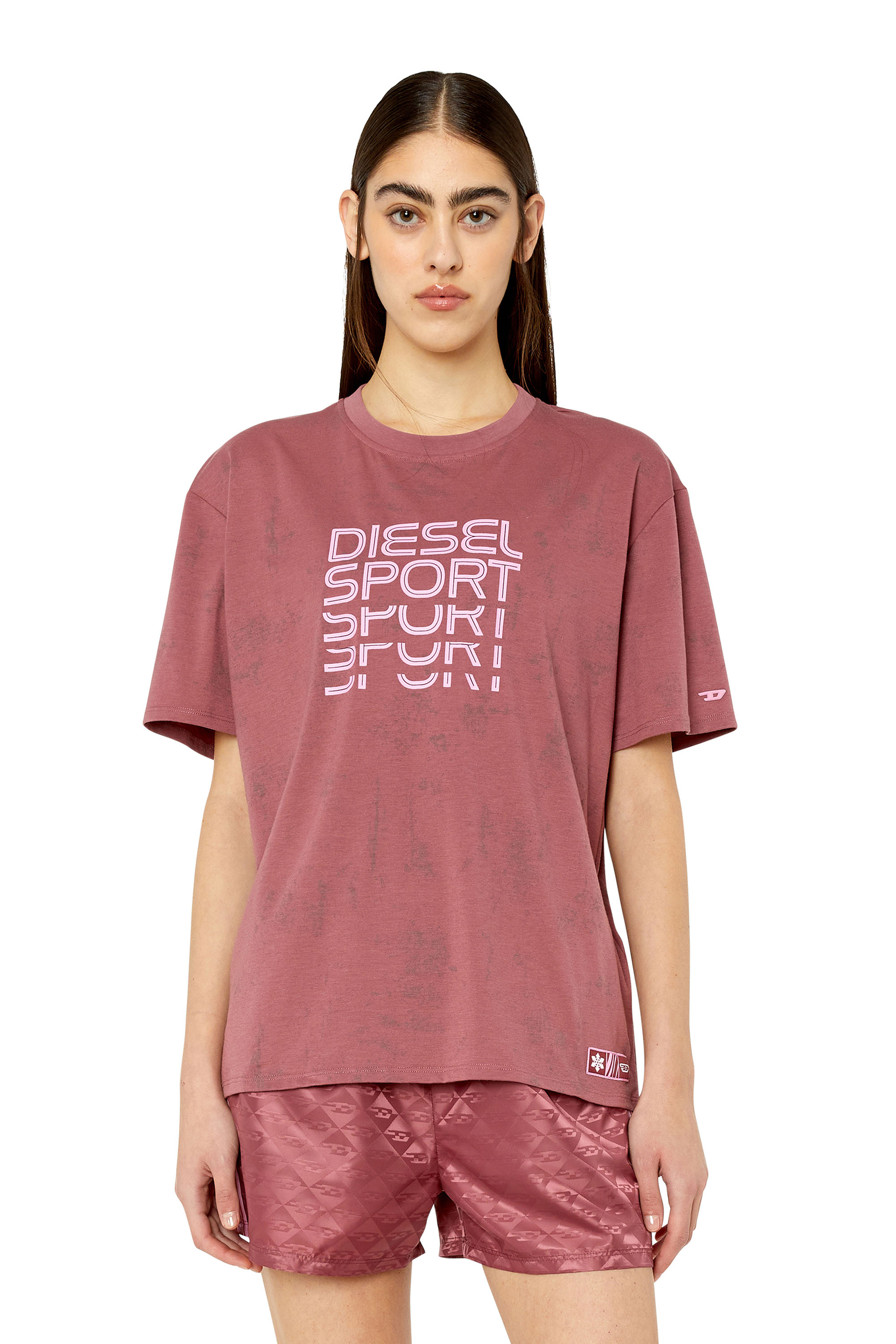 Diesel - T-shirt con loghi e grafiche - T-Shirts - Donna - Rosso