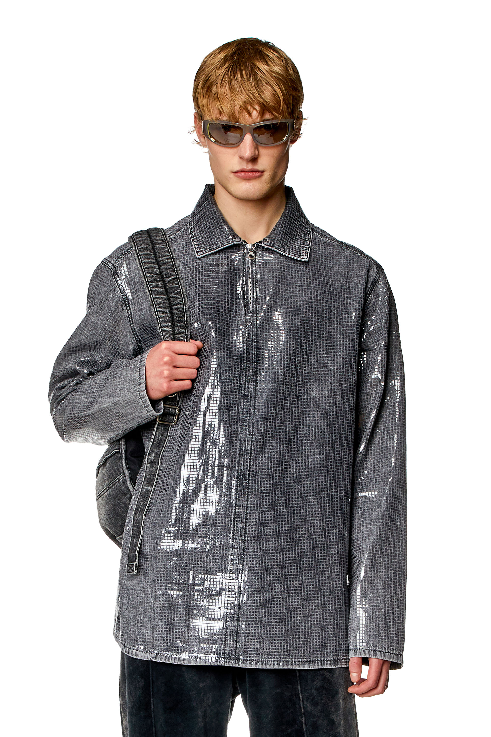 Diesel - Overshirt in sequin denim - Denim Shirts - Man - Grey