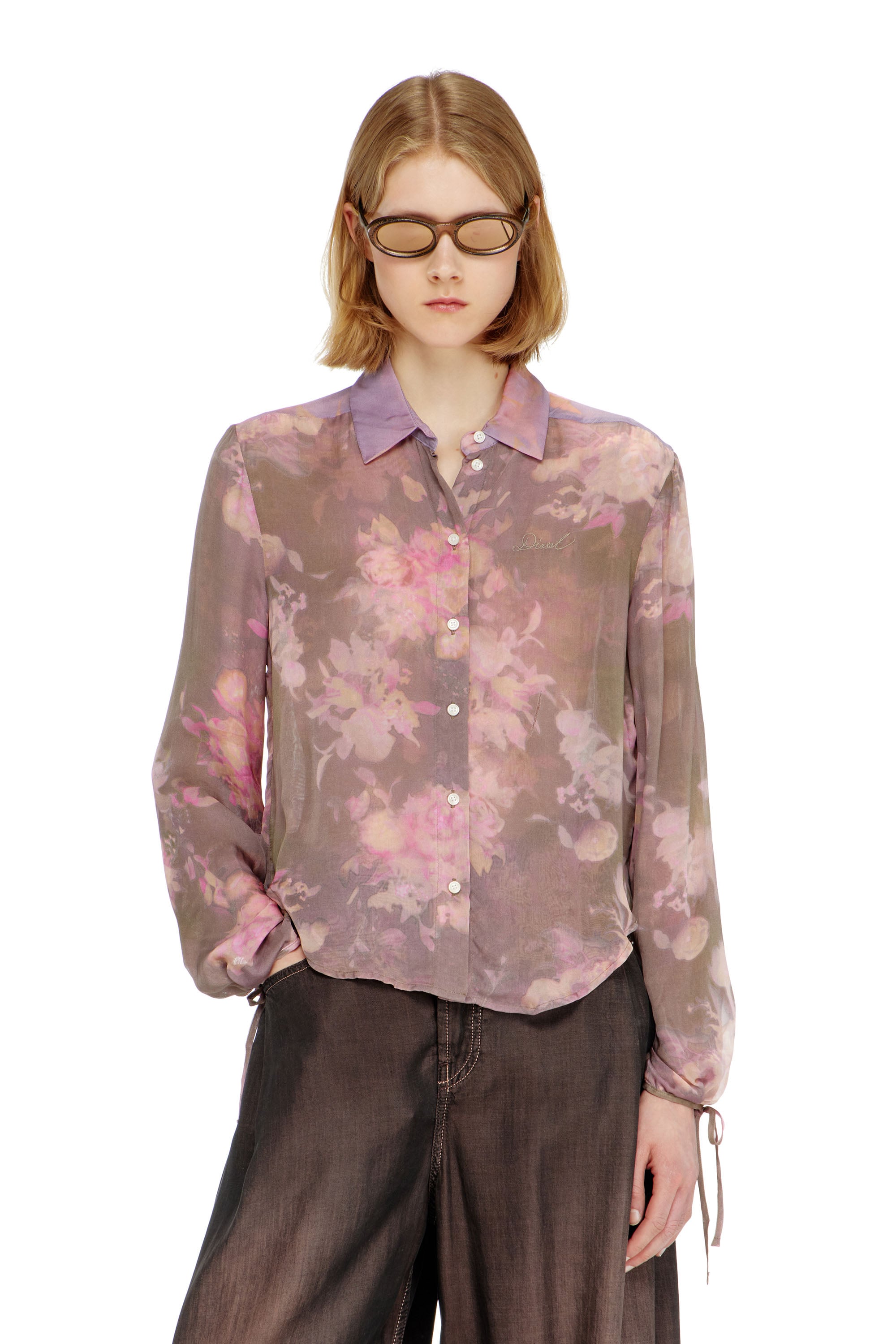 Diesel Naisten Multicolor - Chiffon Shirt With All-Over Floral Print - Shirts - Woman Koko 36