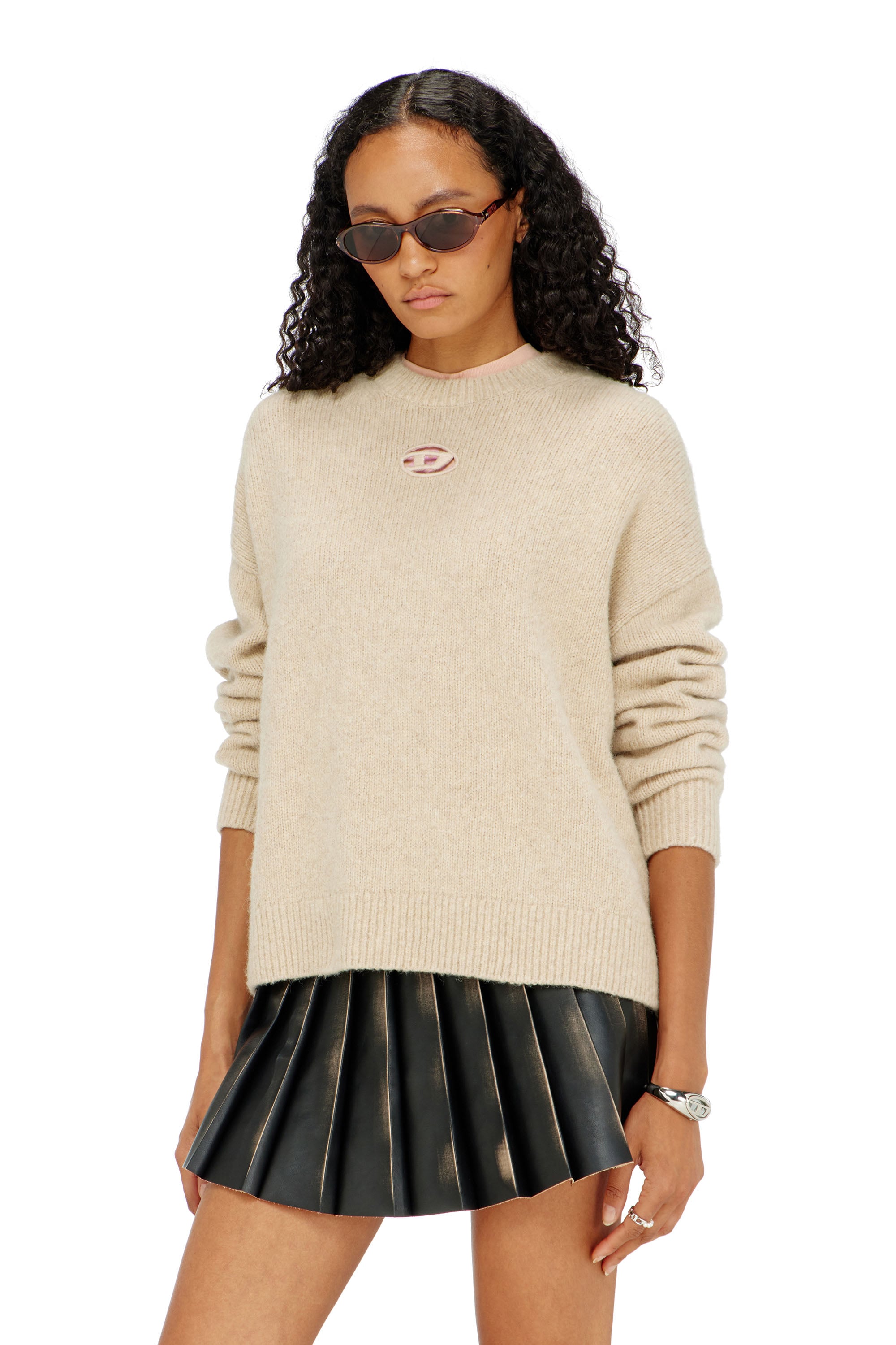 Diesel Mulher Bege - Jumper In Wool And Alpaca Blend - Knitwear - Woman Grande