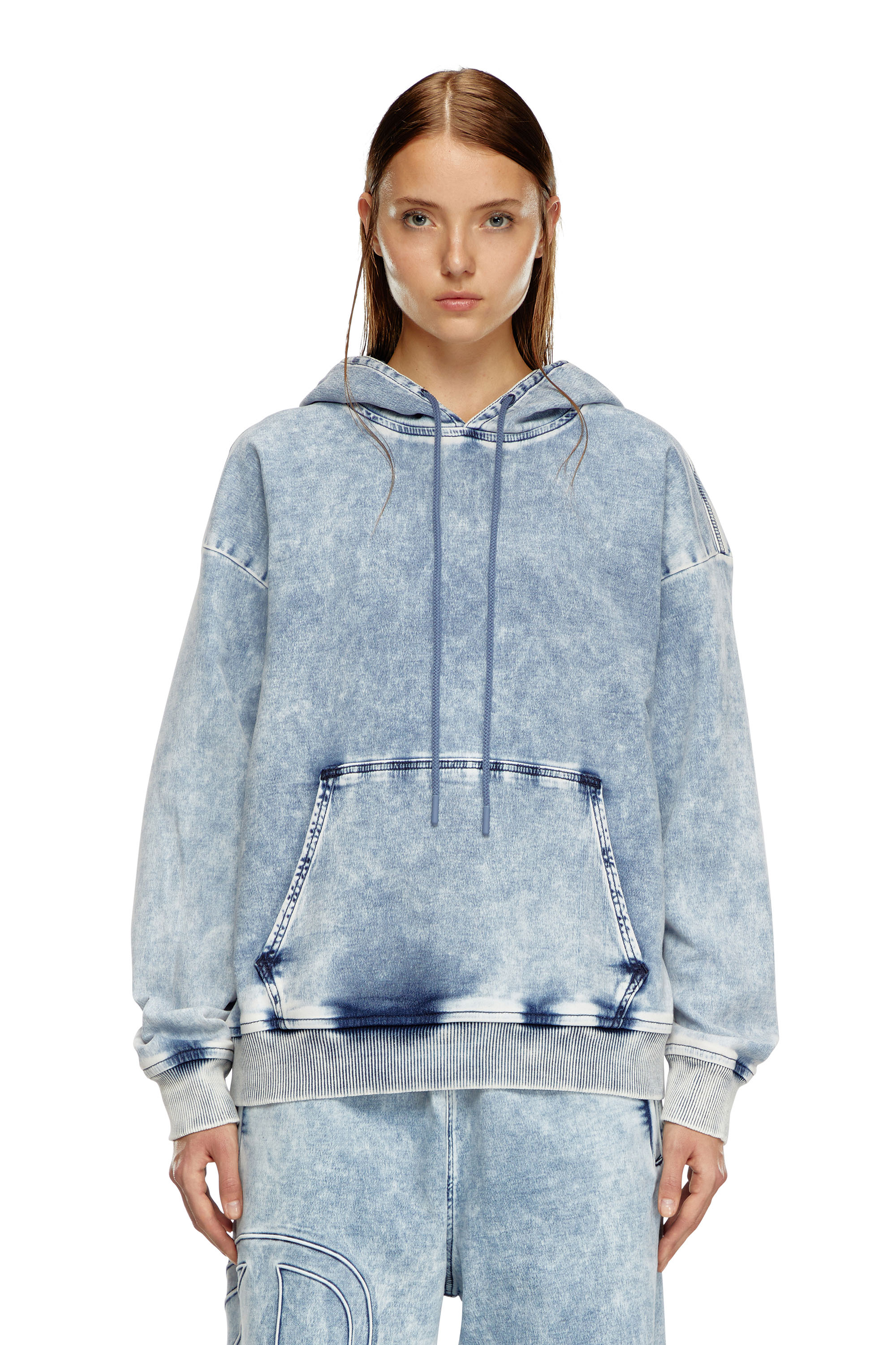 Diesel Felpa In Track Denim Con Oval D In Blue
