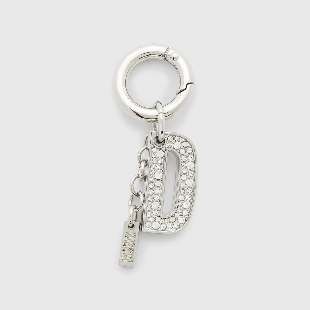 Diesel - Metal keyring charm with crystal D - Charms and Keyrings - Woman - Silver
