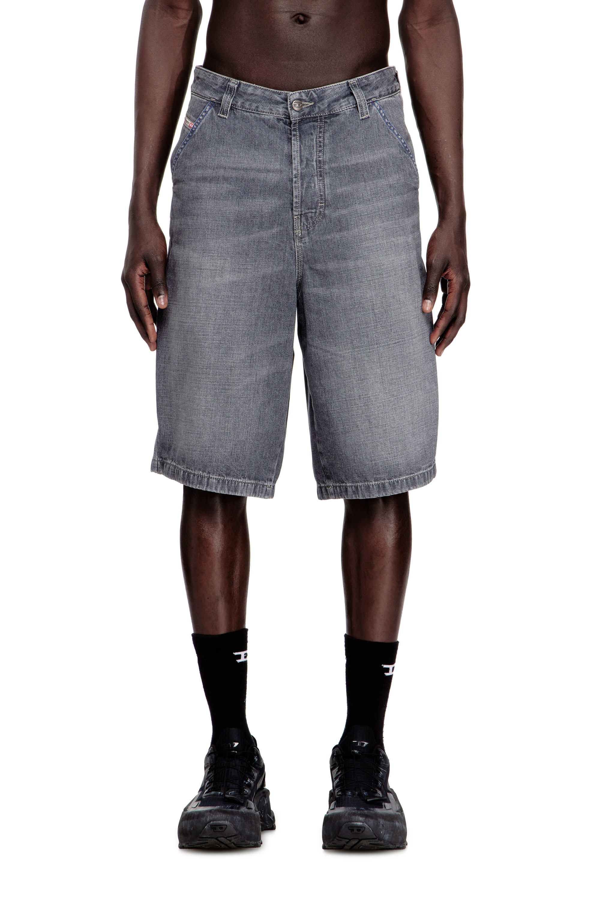 Diesel - D-LIVERY-W-SHORT, Man's Relaxed-fit denim shorts in Grey - 2