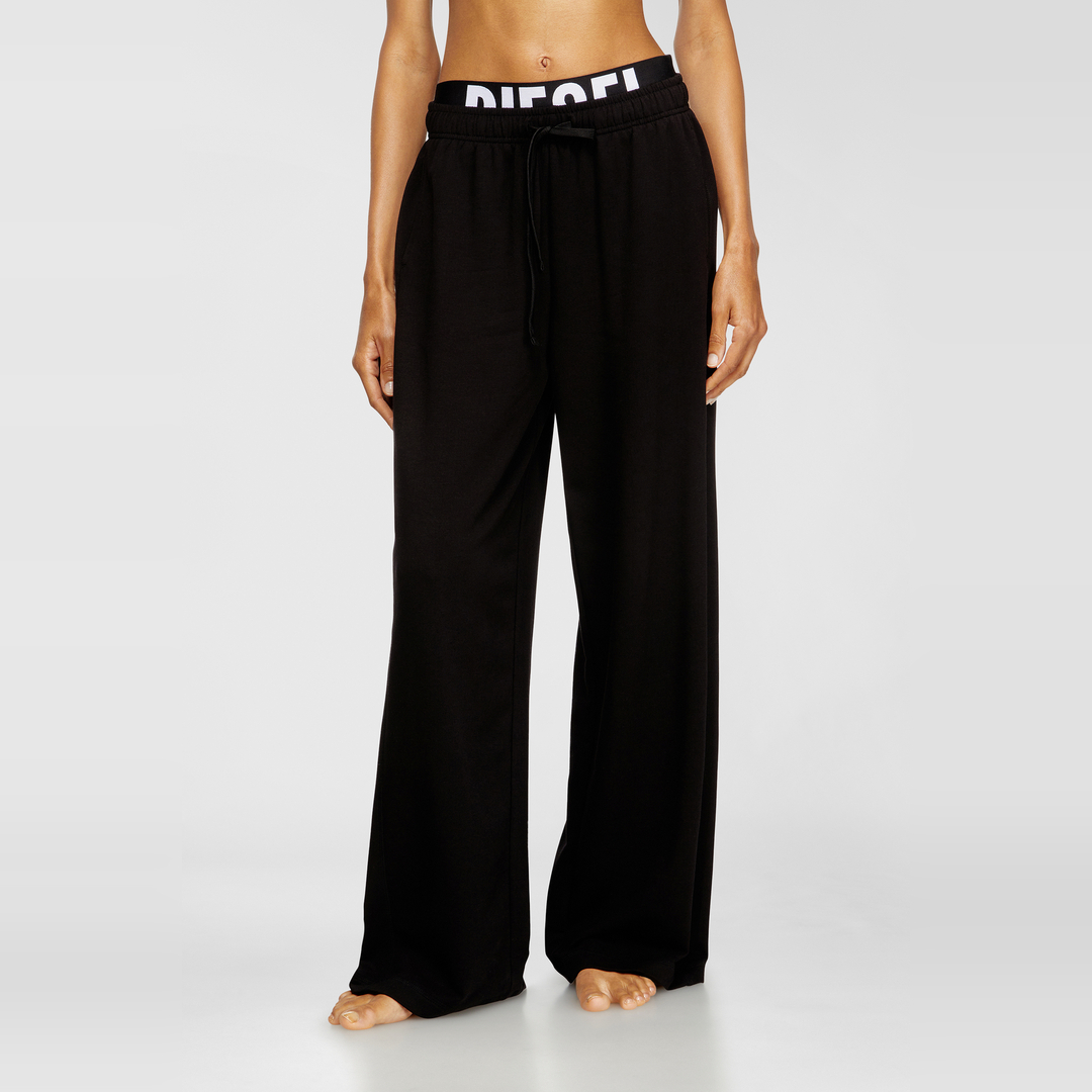 Diesel - Pantalon de survêtement en éponge de coton avec ceinture logotée - Pantalons - Femme - Noir