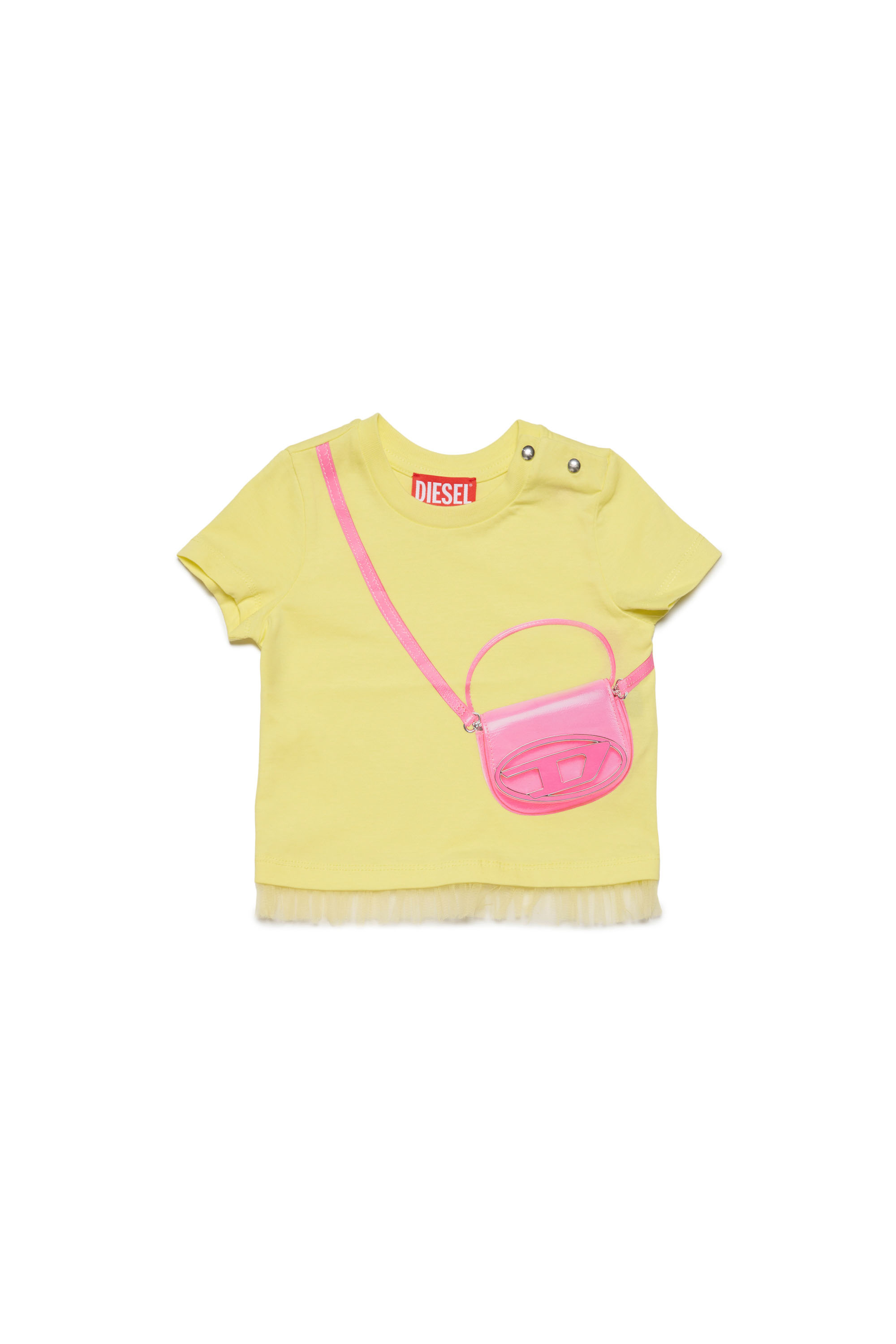 Diesel - T-shirt with trompe l'oeil bag - T-shirts and Tops - Woman - Yellow