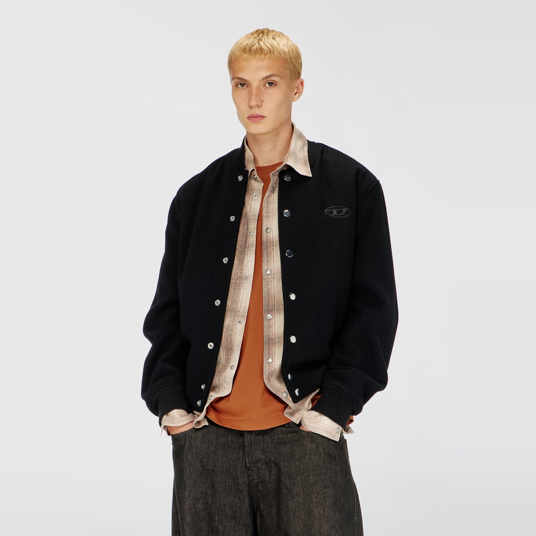 Diesel - Bomber jacket in felted wool blend - Jackets - Man - Black