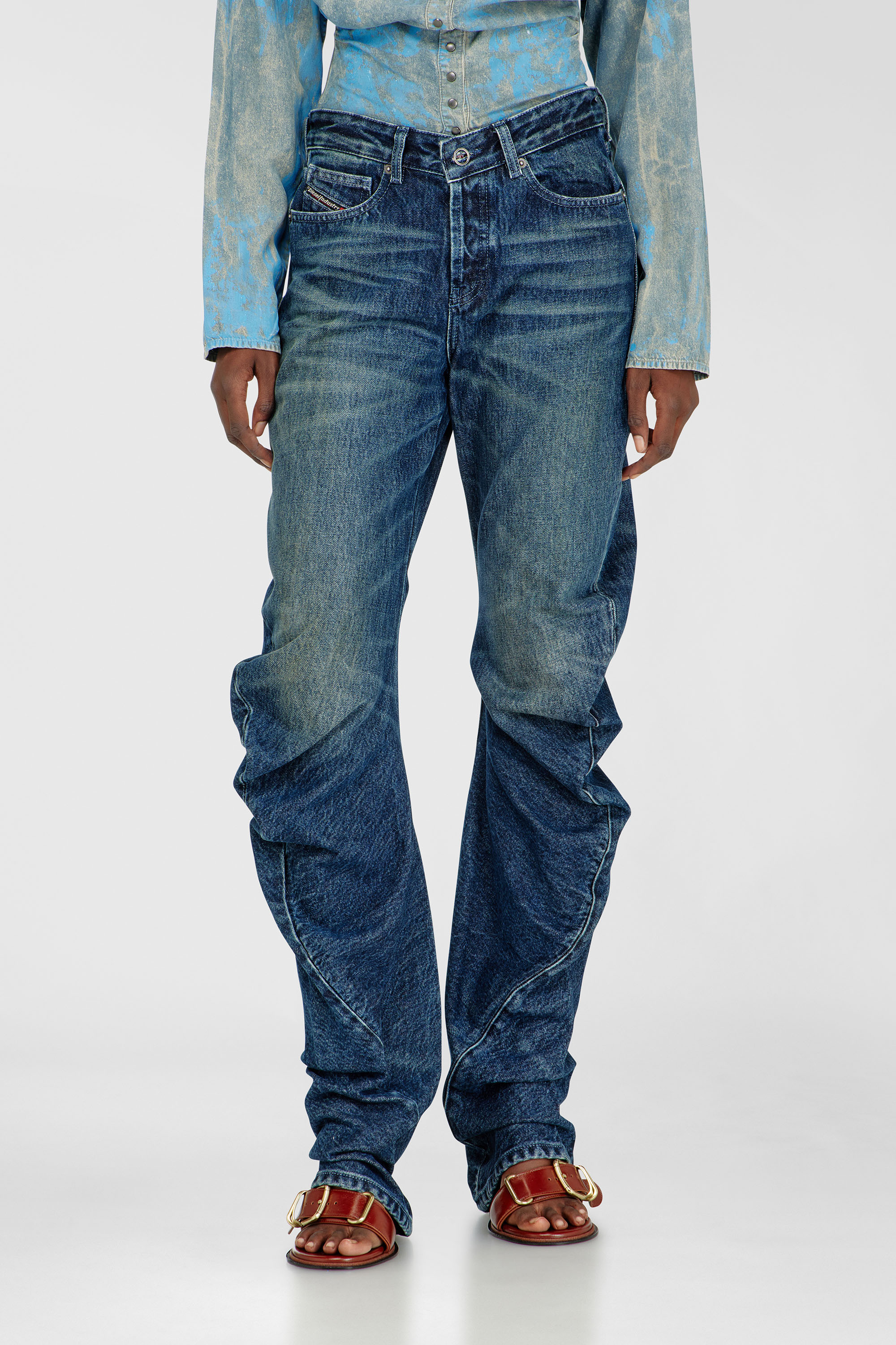 Diesel Regular Jeans Regular Waist D-Twisty, Dark blue, Button fly