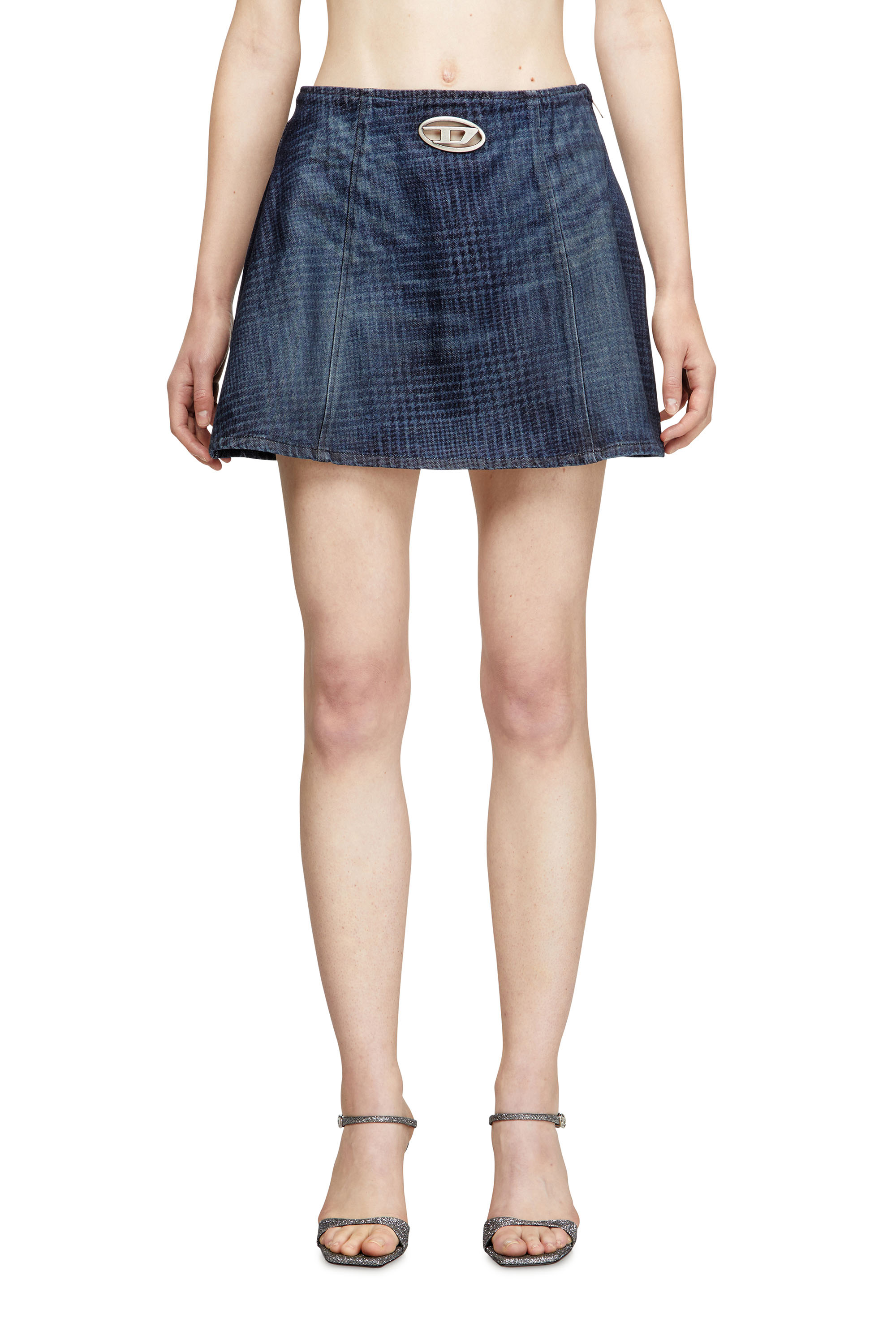 Diesel Women's Blue - Mini Skirt In Prince Of Wales Denim - Skirts - Woman Size 23