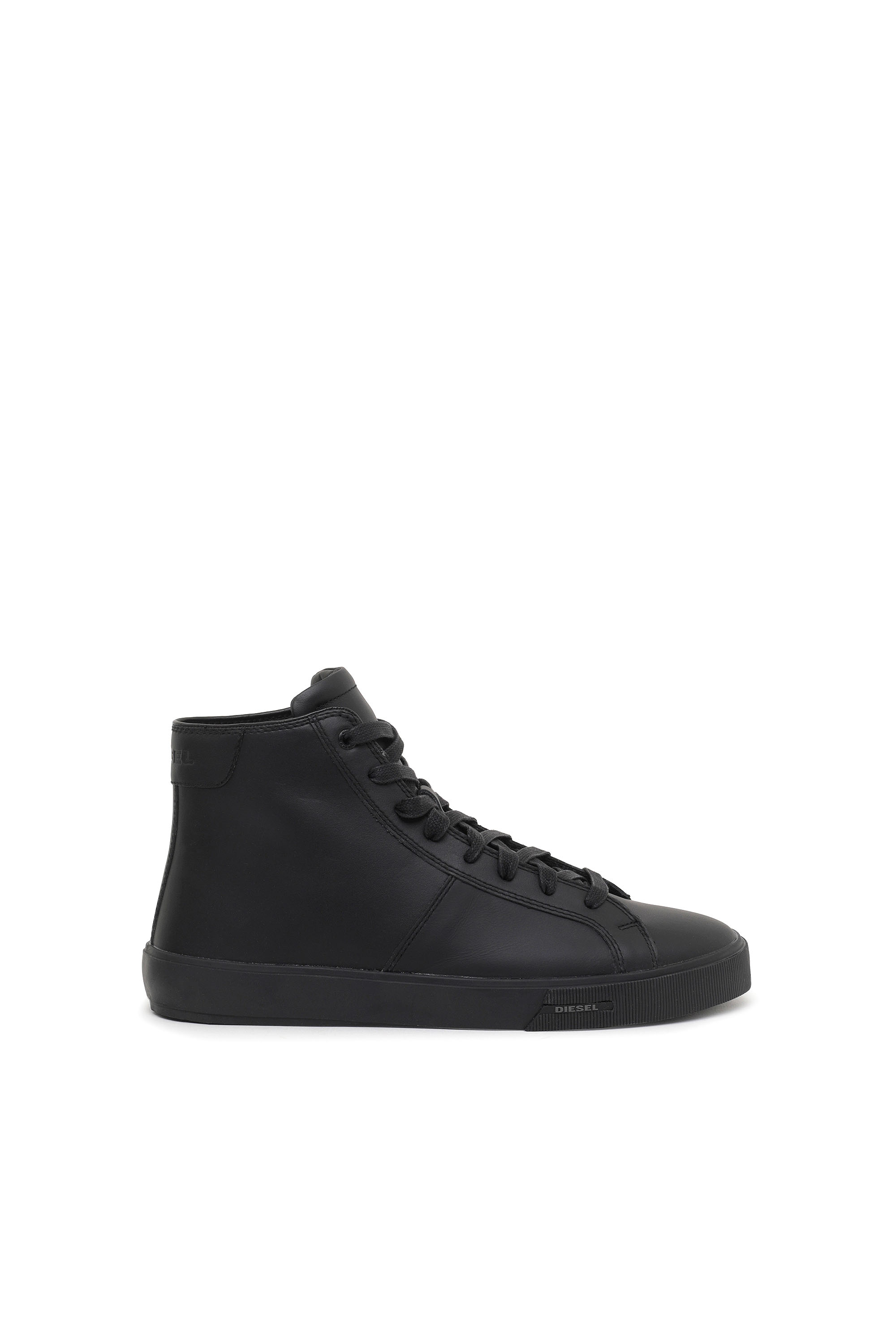 Diesel High-top Sneakers In Leather In Black