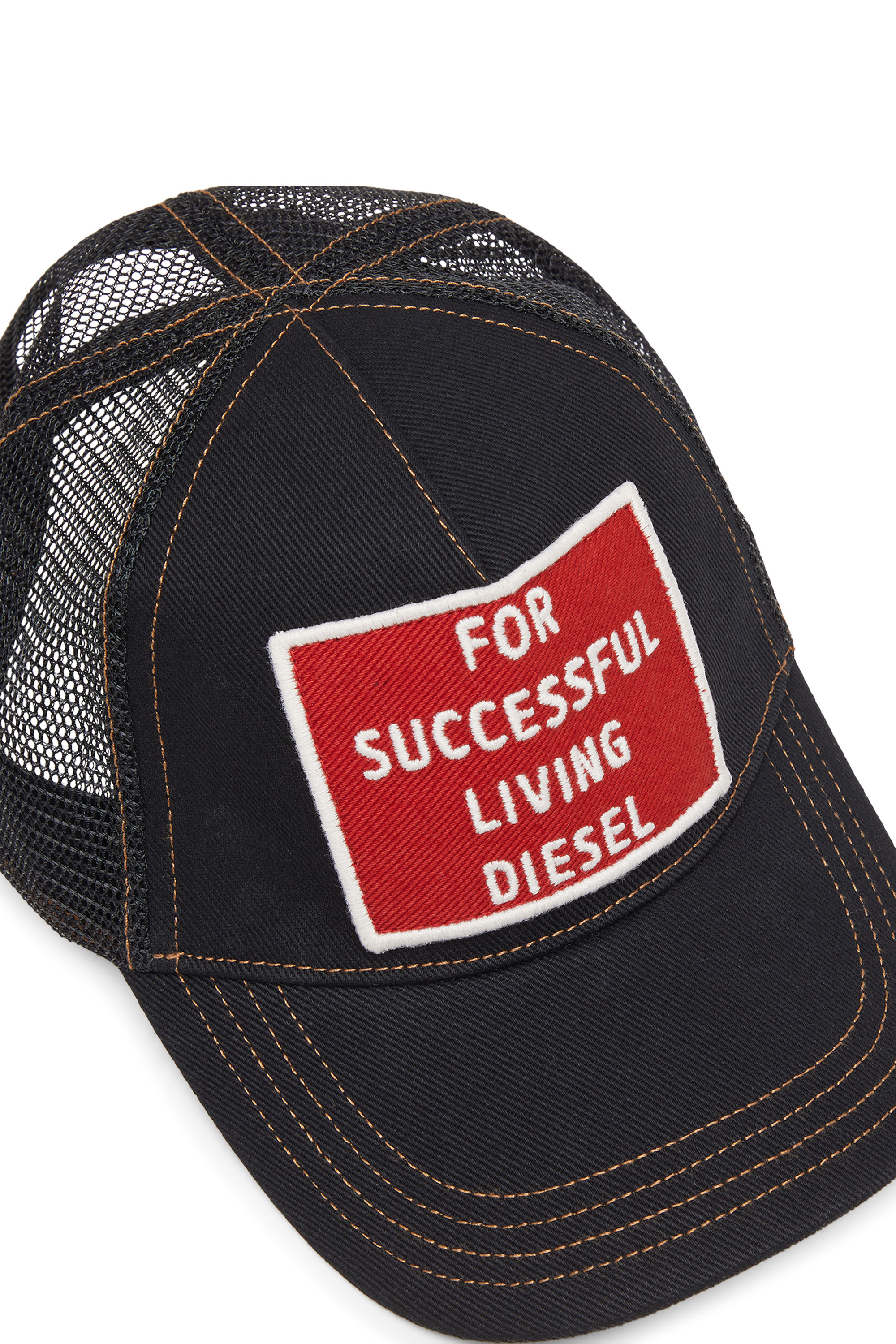 Diesel - C-MESHYFLY-20TH, Man's Cotton cap with mesh back and logo in Black/Red - 3