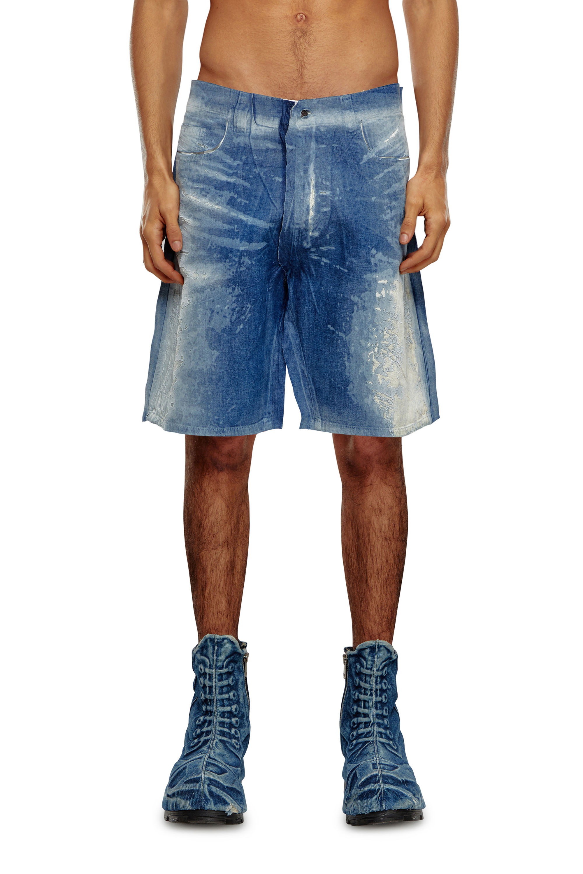 Diesel - Pantalones cortos en denim despegado - Shorts - Hombre - Azul marino