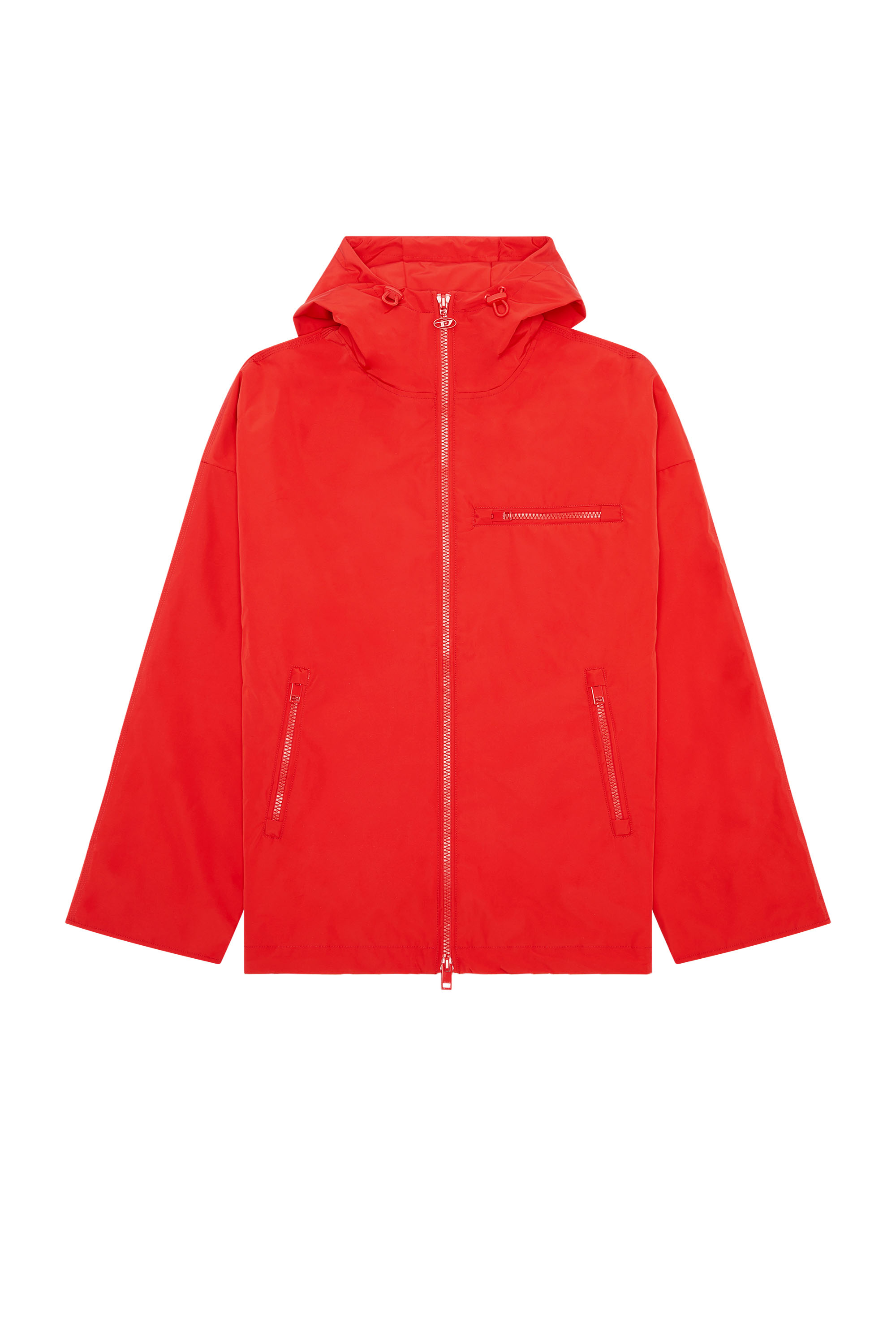 Diesel Hooded Jacket With Piped Logo In Red