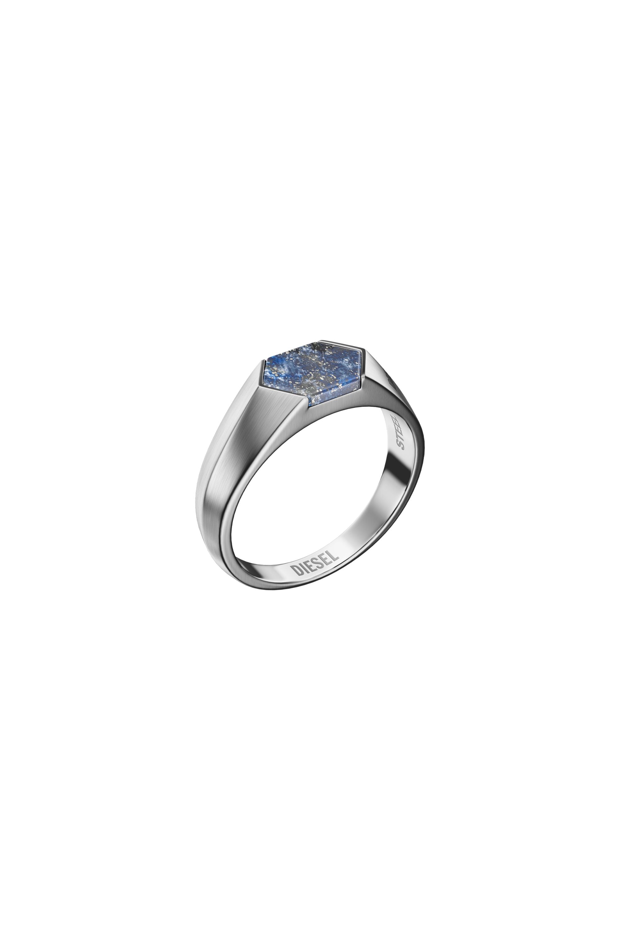 Diesel Unisex Silver - Lapis Signet Ring - Rings Size 5.5