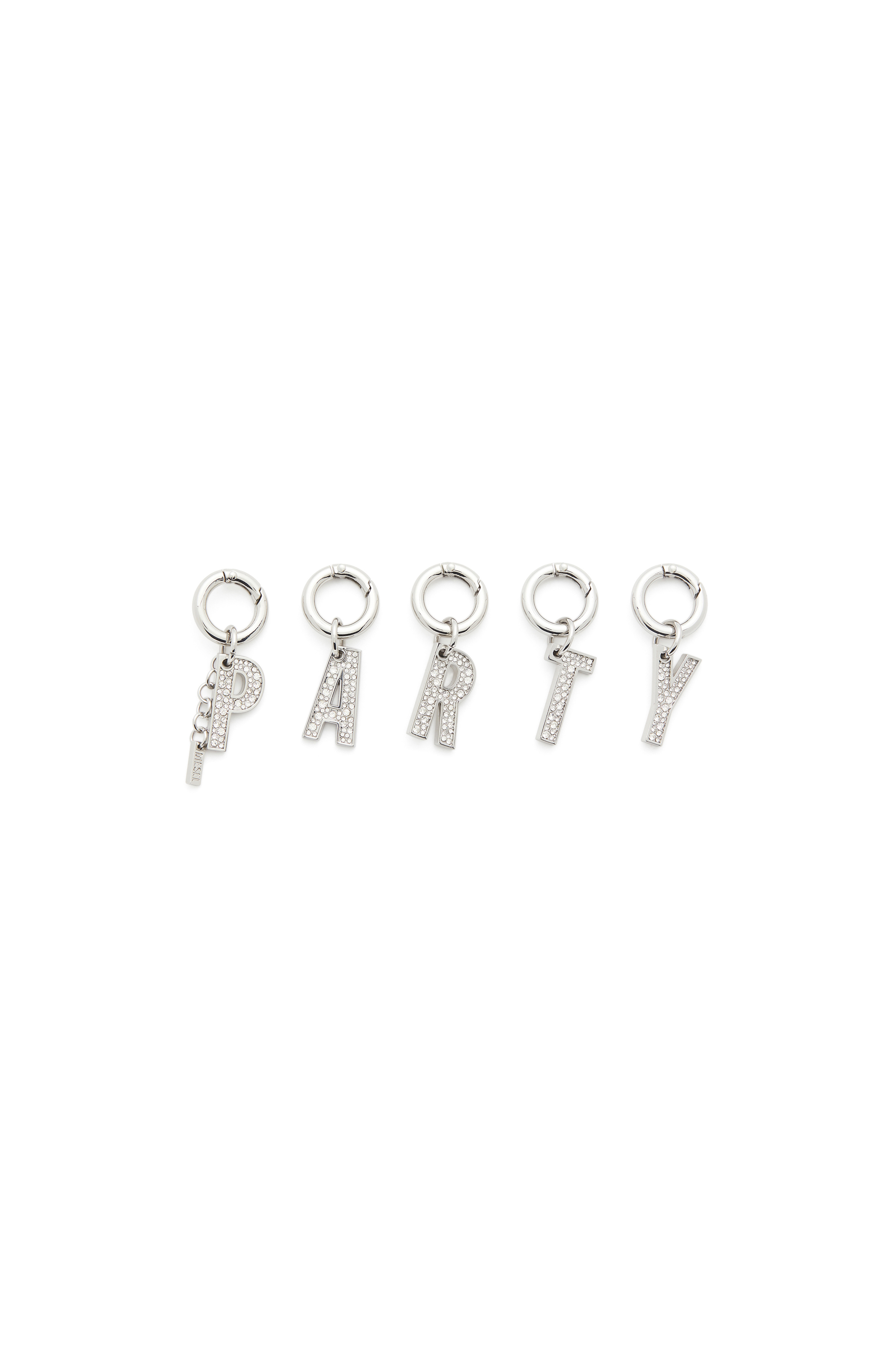 Diesel Women's Silver - Metal Party Charms With Rhinestones - Charms And Keyrings - Woman Uni