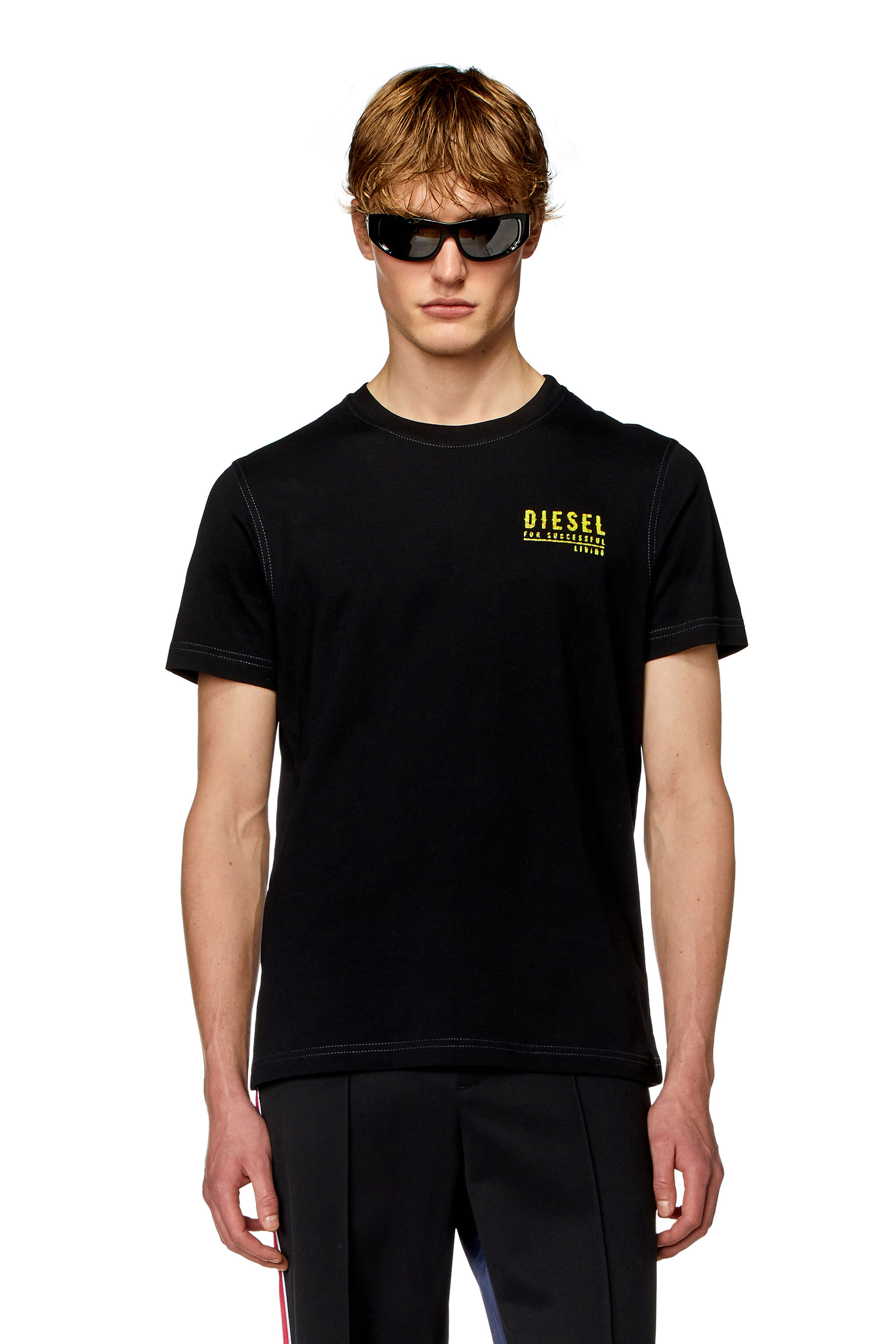 Diesel - T-shirt with mottled logo print - T-Shirts - Man - Black