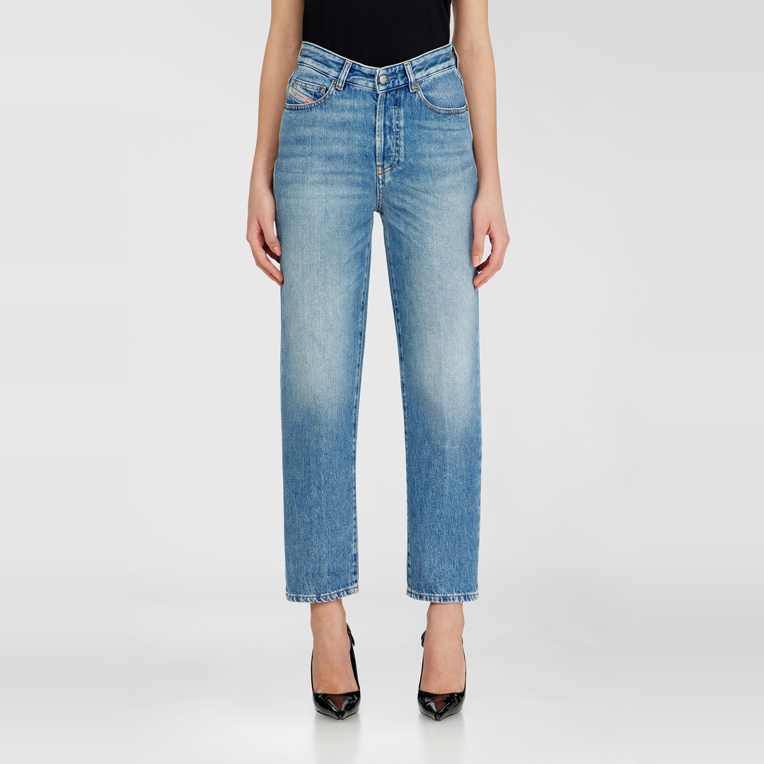 Diesel Jeans Regular Taille Haute 1981 D-Went, Bleu clair, Fermeture boutonnée