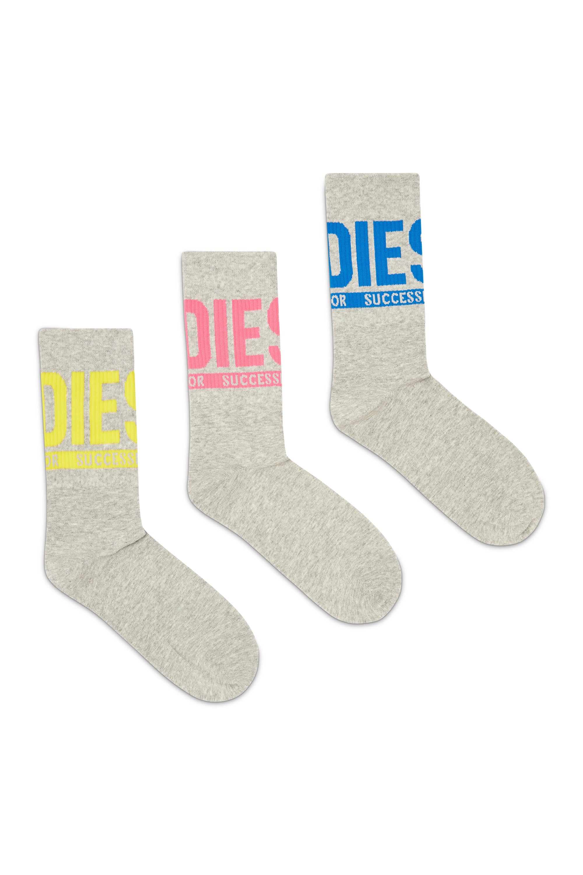 Diesel Grigio Uomo - Set Da Tre Calzini Con Logo Sul Polsino - Calzini Piccolo