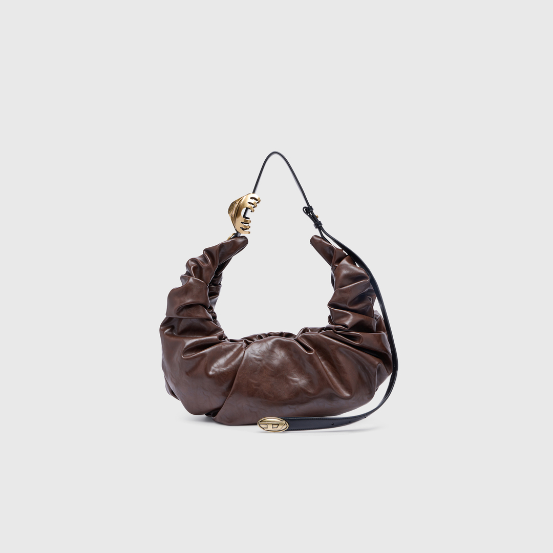Diesel - Grab-D-Large scrunched hobo bag - Shoulder Bags - Woman - Brown