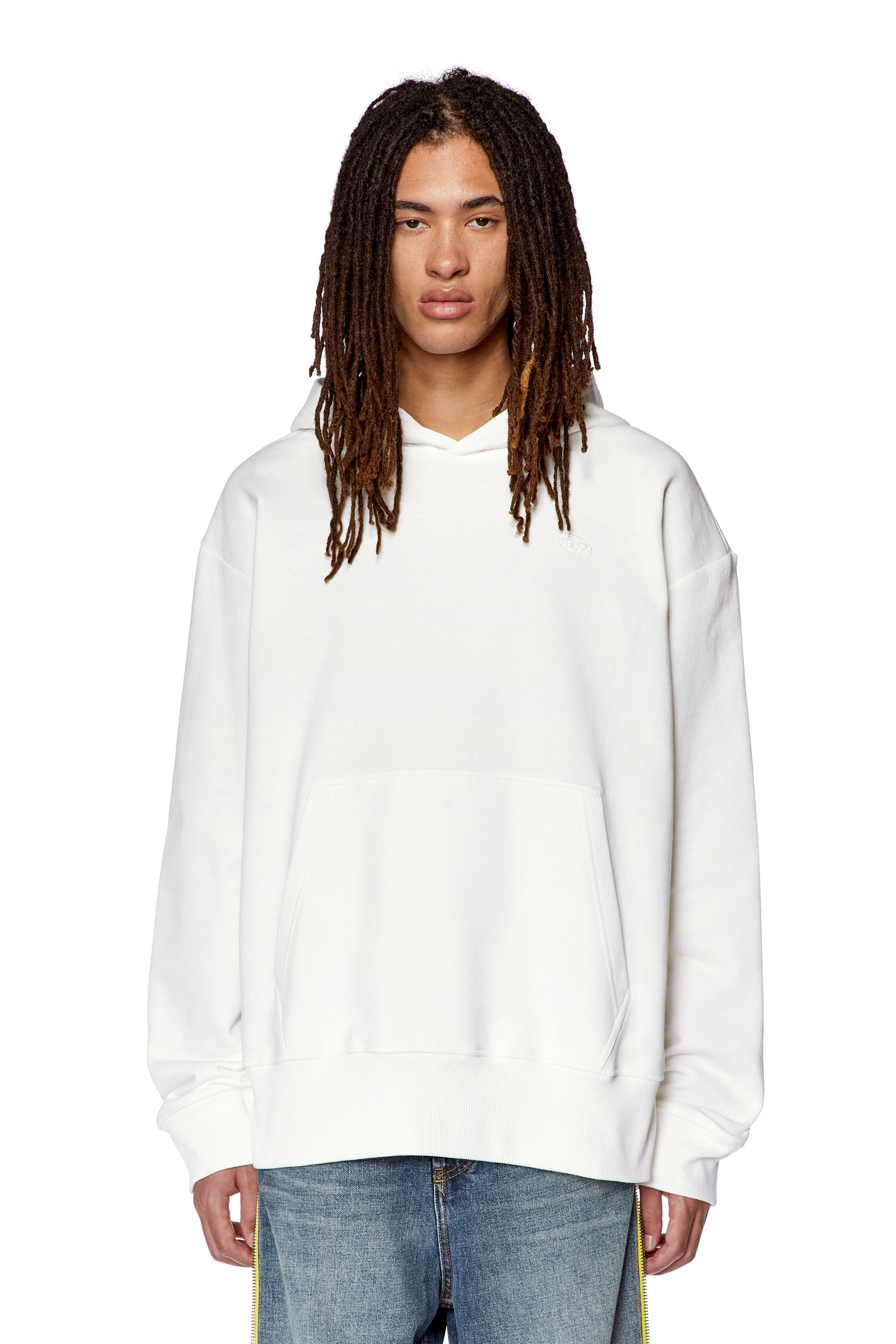 Diesel - Sweat-shirt à capuche avec logo brodé - Pull Cotton - Homme - Blanc