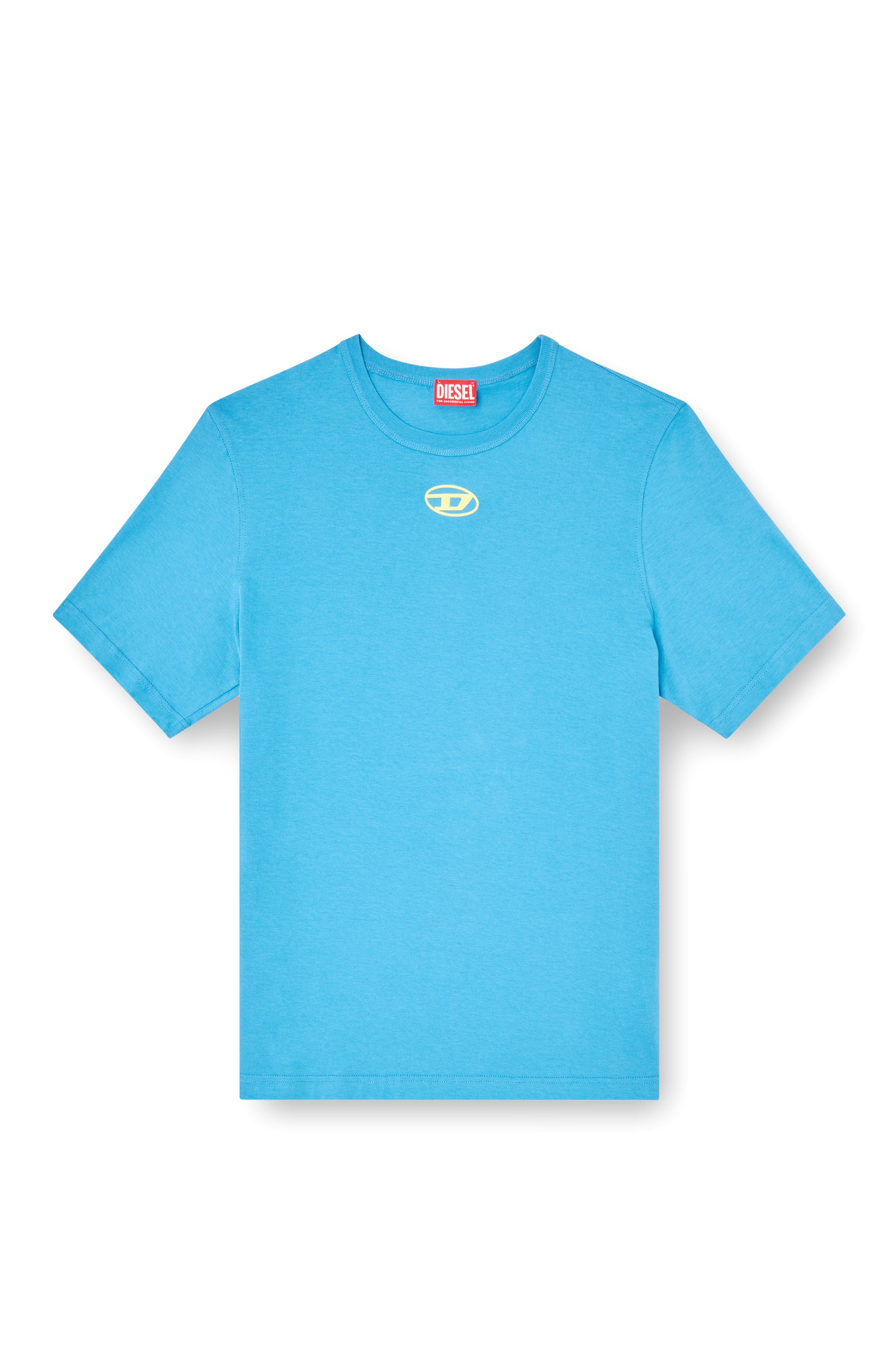 Diesel - T-ADJUST-OD, Man's T-shirt with metallic Oval D in Azure - 3
