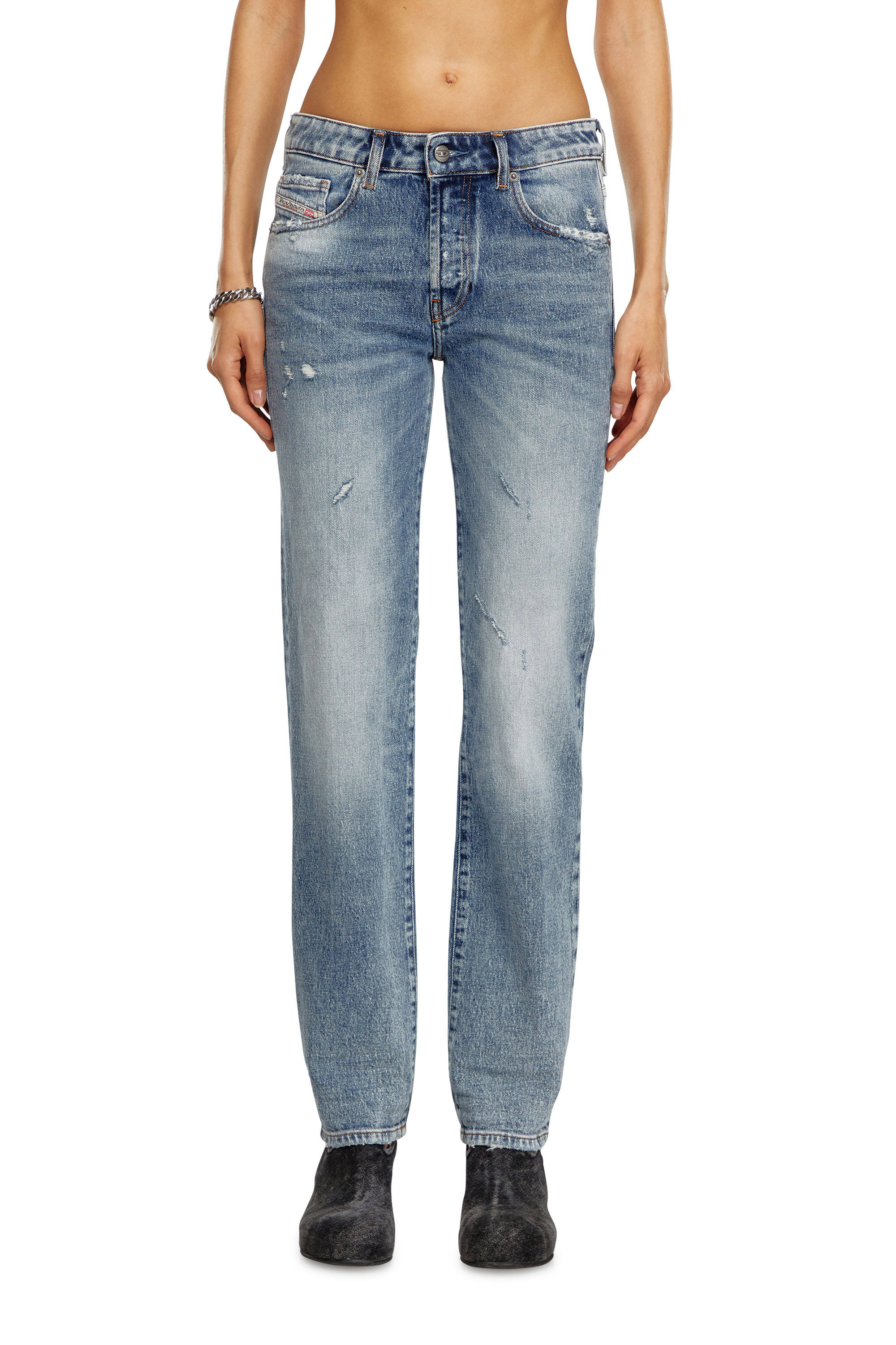 Shop Diesel Straight Jeans In Blue