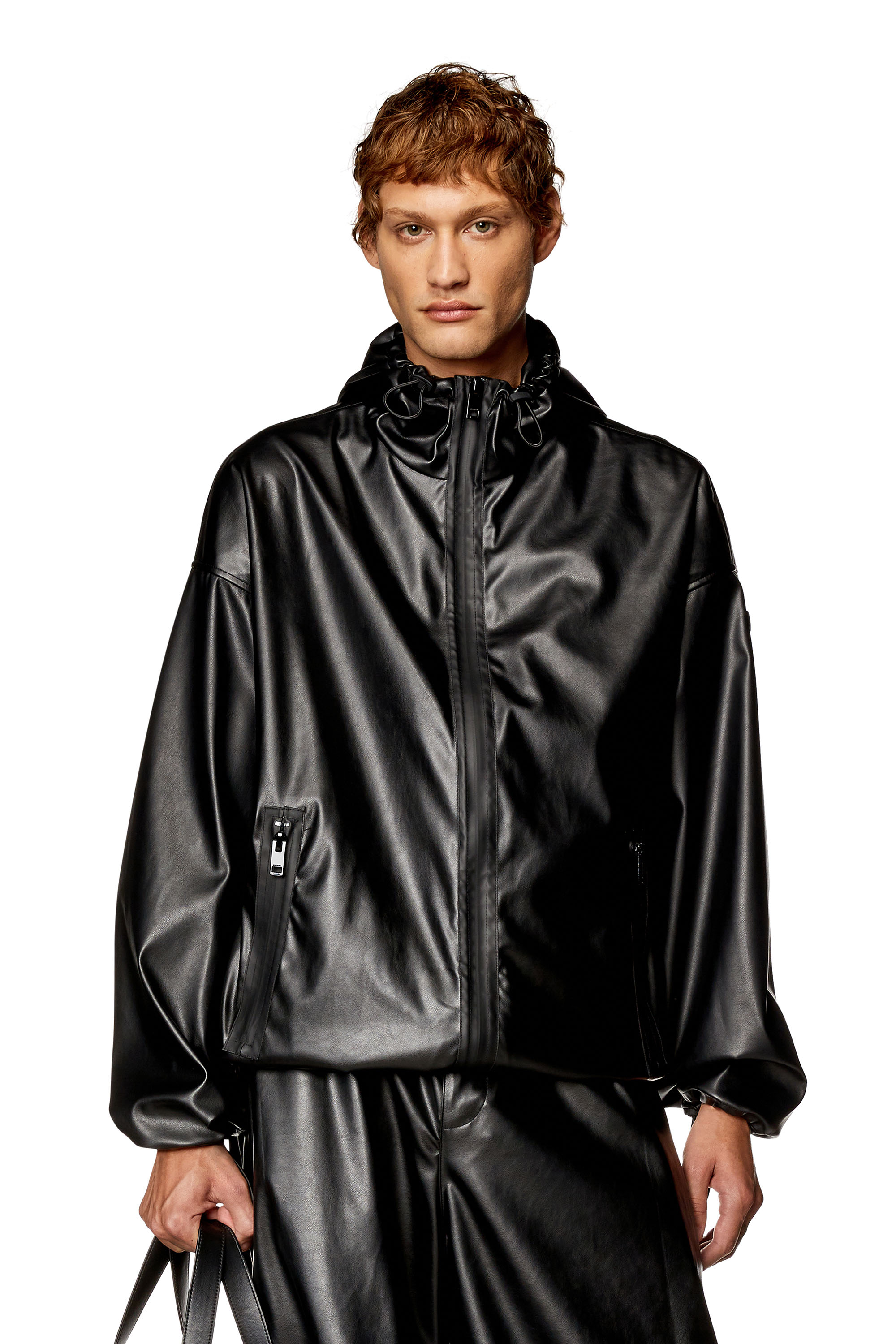 Diesel - Windbreaker in coated fabric - Jackets - Man - Black