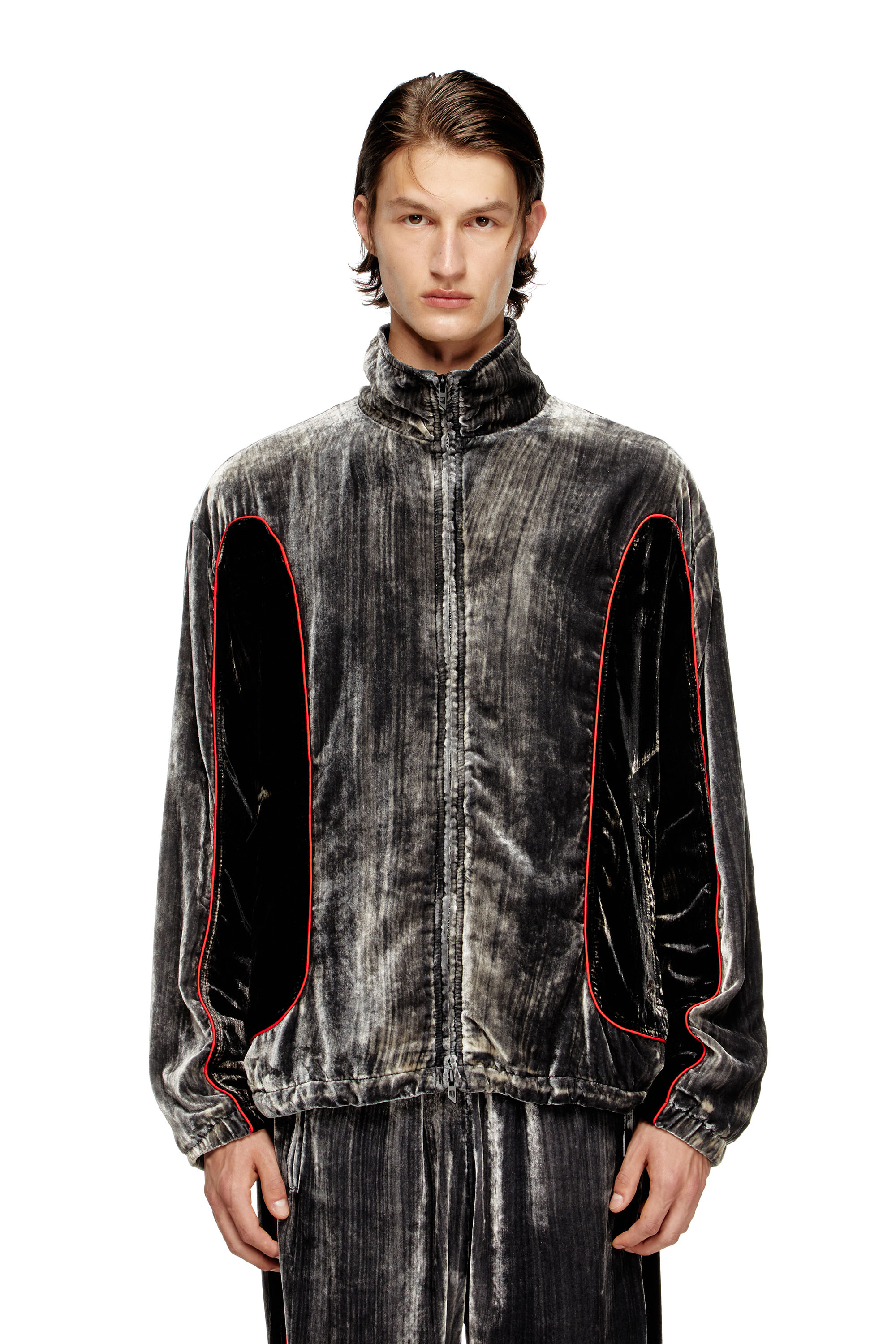 Diesel – Track jacket in treated velvet – Jackets – Man – Multicolor Diesel – Track jacket in treated velvet – Jackets – Man – Multicolor