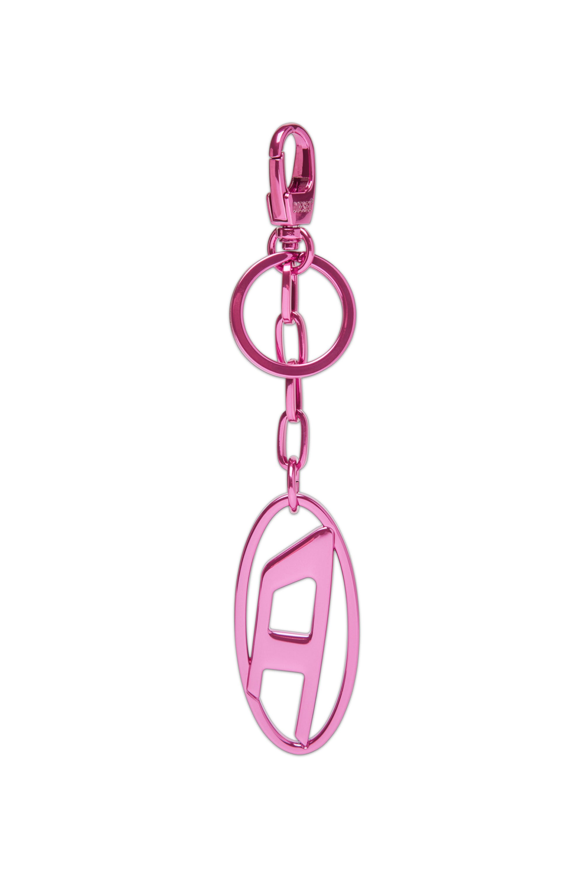 Diesel - Porte-clés en métal avec plaque à logo - Bijoux et Gadgets - Femme - Rose