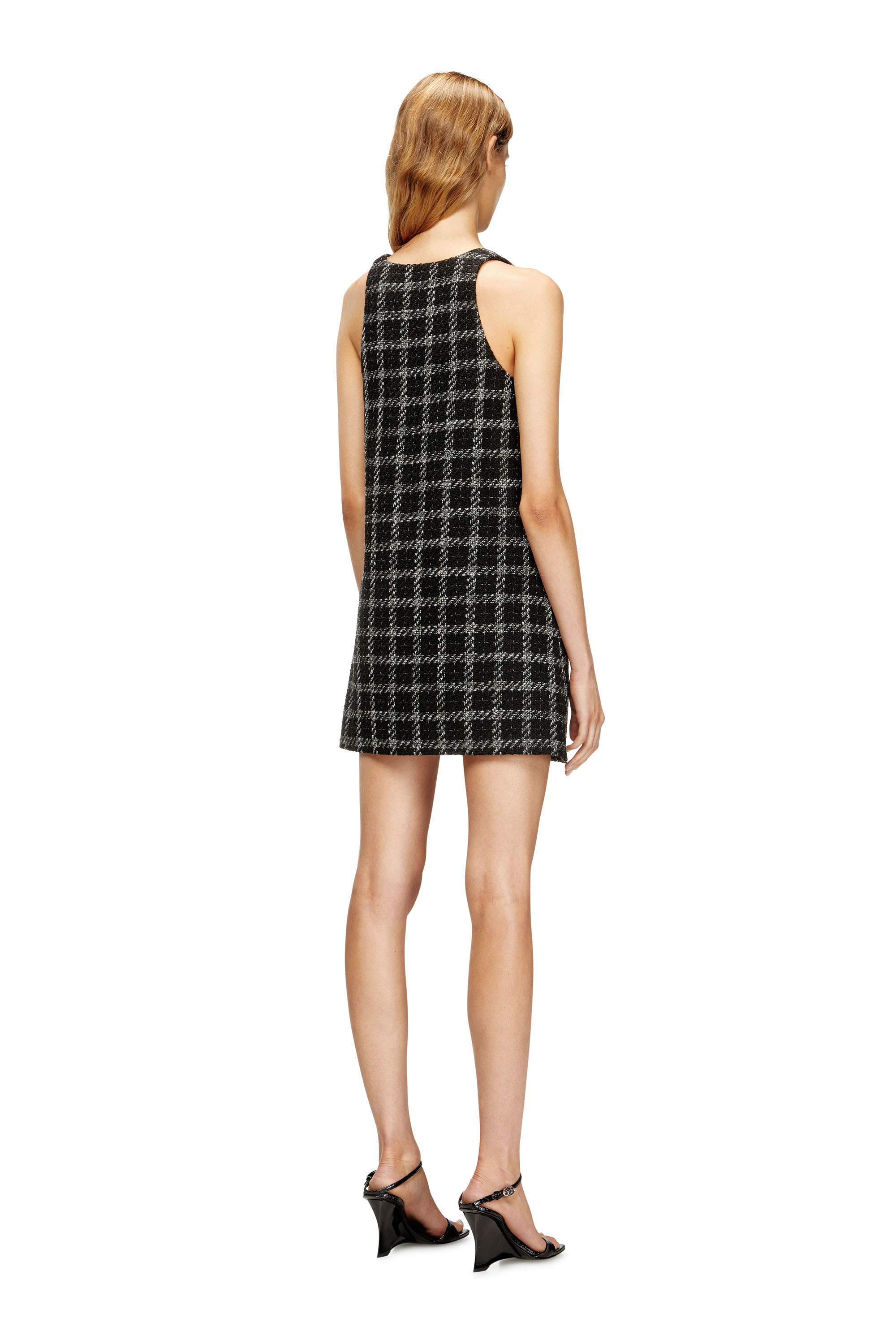 Diesel - D-GIADA, Woman's Boucl&eacute; dress with checked pattern in Black/White - 4