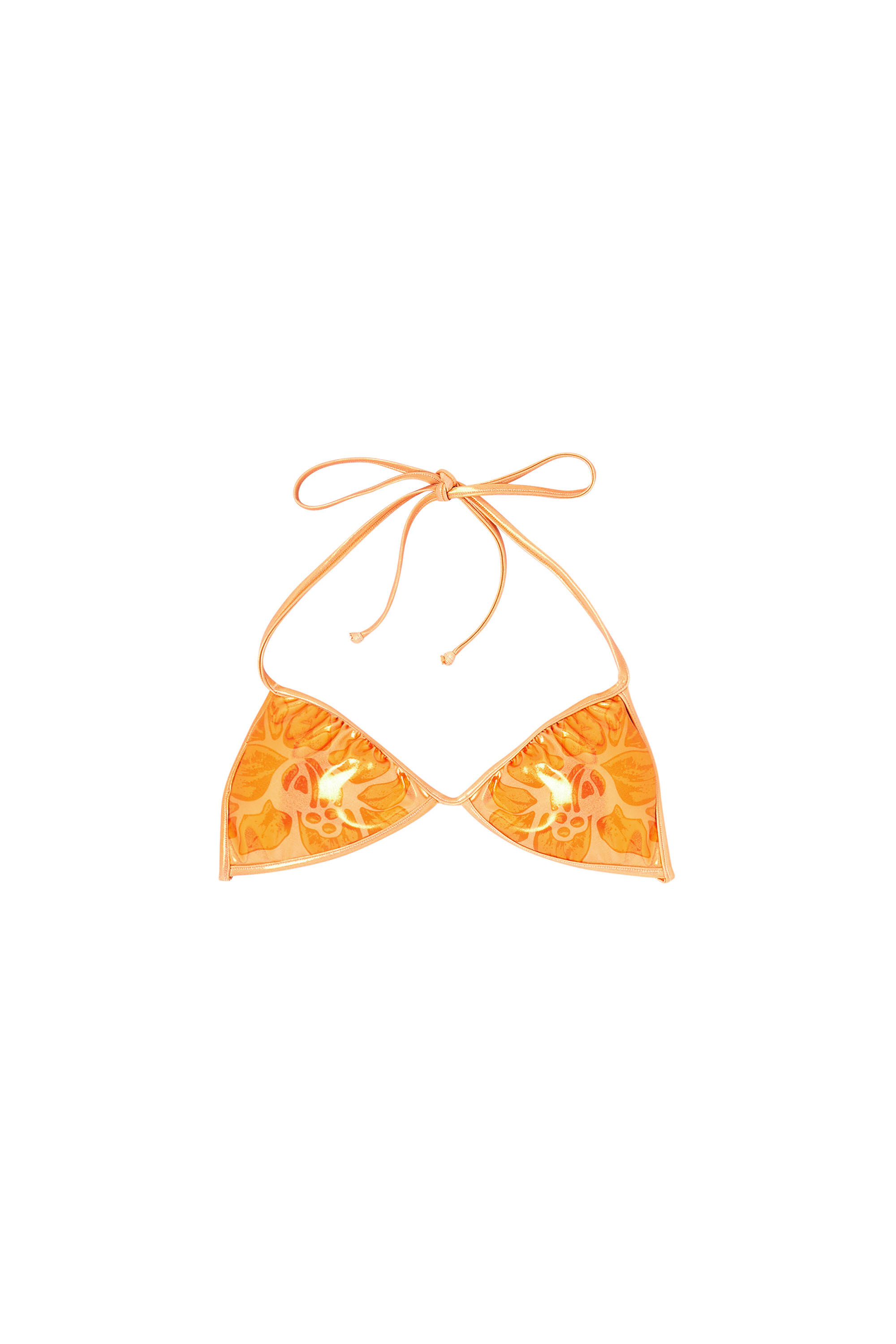 Diesel - Tropik_ta Bra, Woman's Metallic bikini top with lotus print in Orange - 3