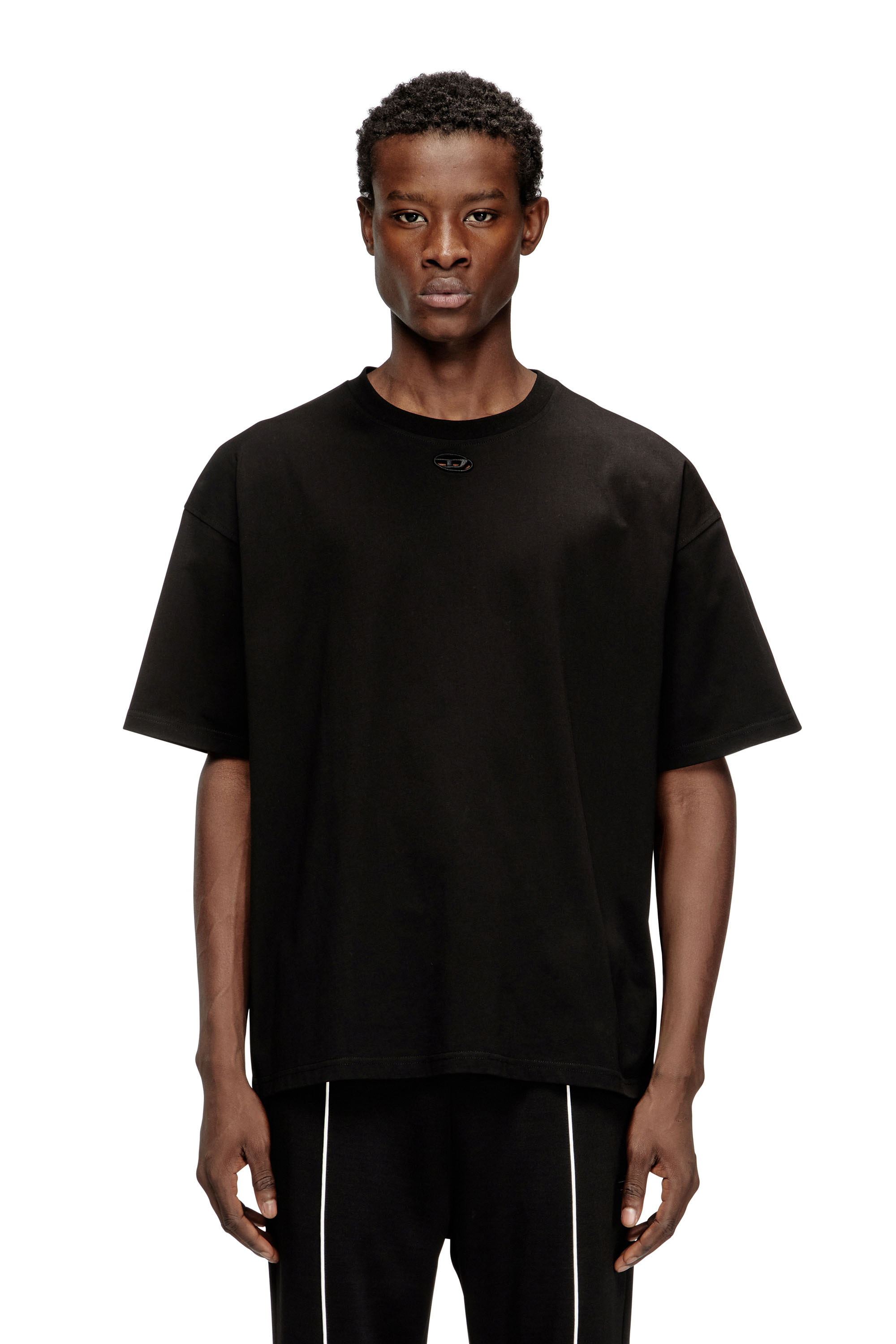 Diesel - T-BOXT-DCO, Man's Relaxed cotton T-shirt with Oval D embroidery in Black - 1