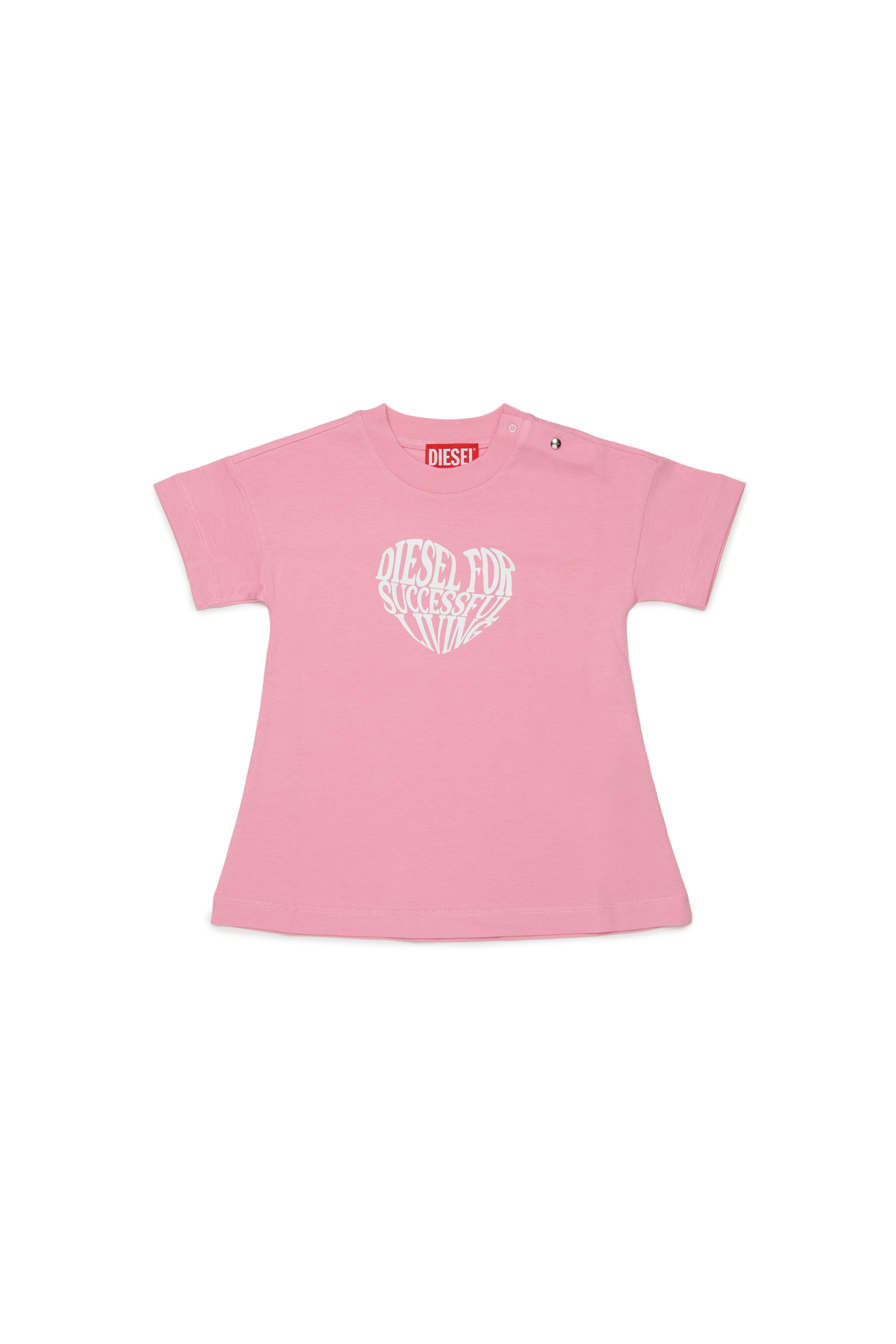 Diesel Menina Rosa - Cotton Dress With Heart Print - Dresses - Woman Tamanho 3-6 Criança