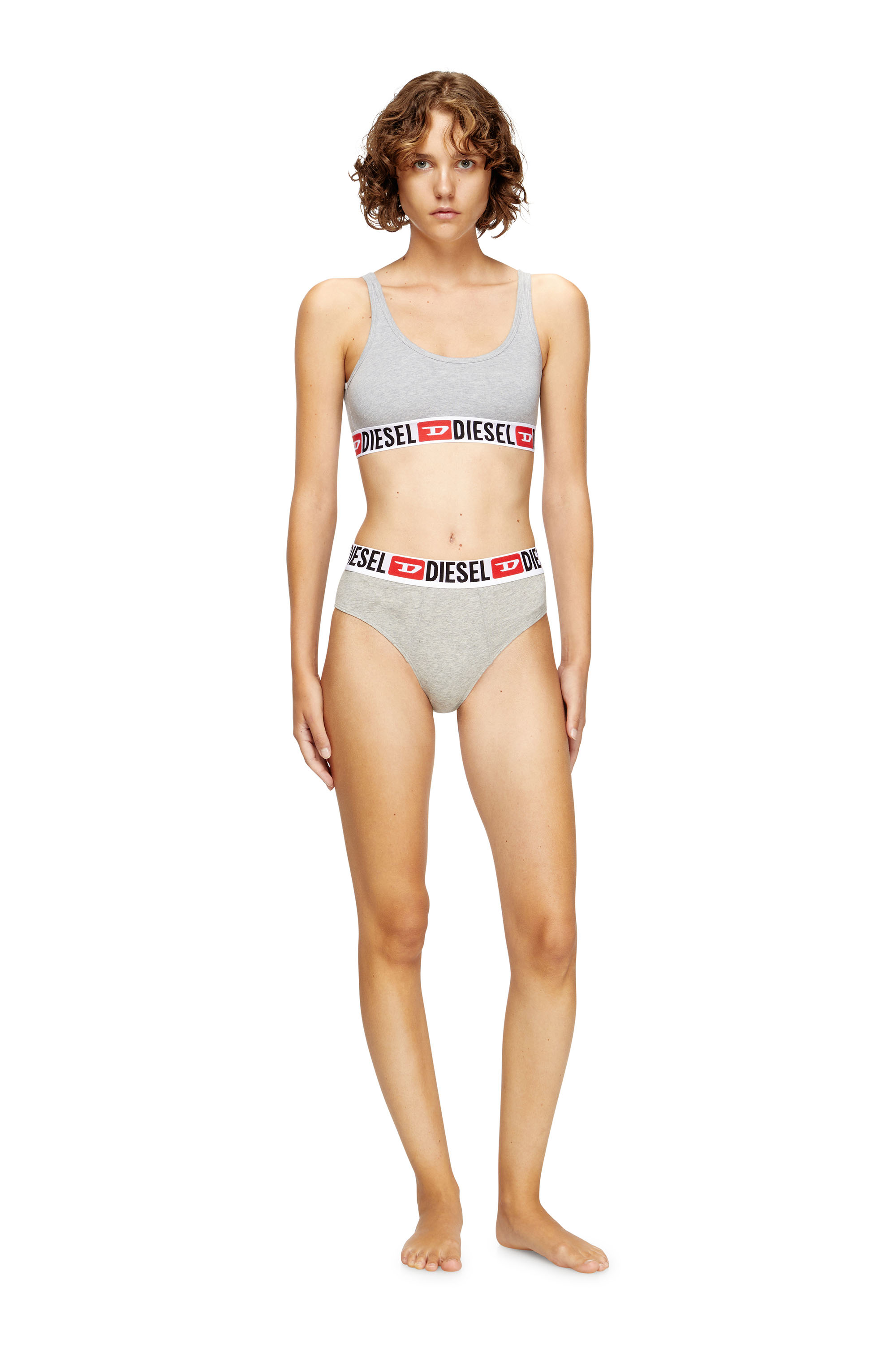 Diesel - UFSB-ORIBA, Woman's Bralette with logo band in Grey - 2
